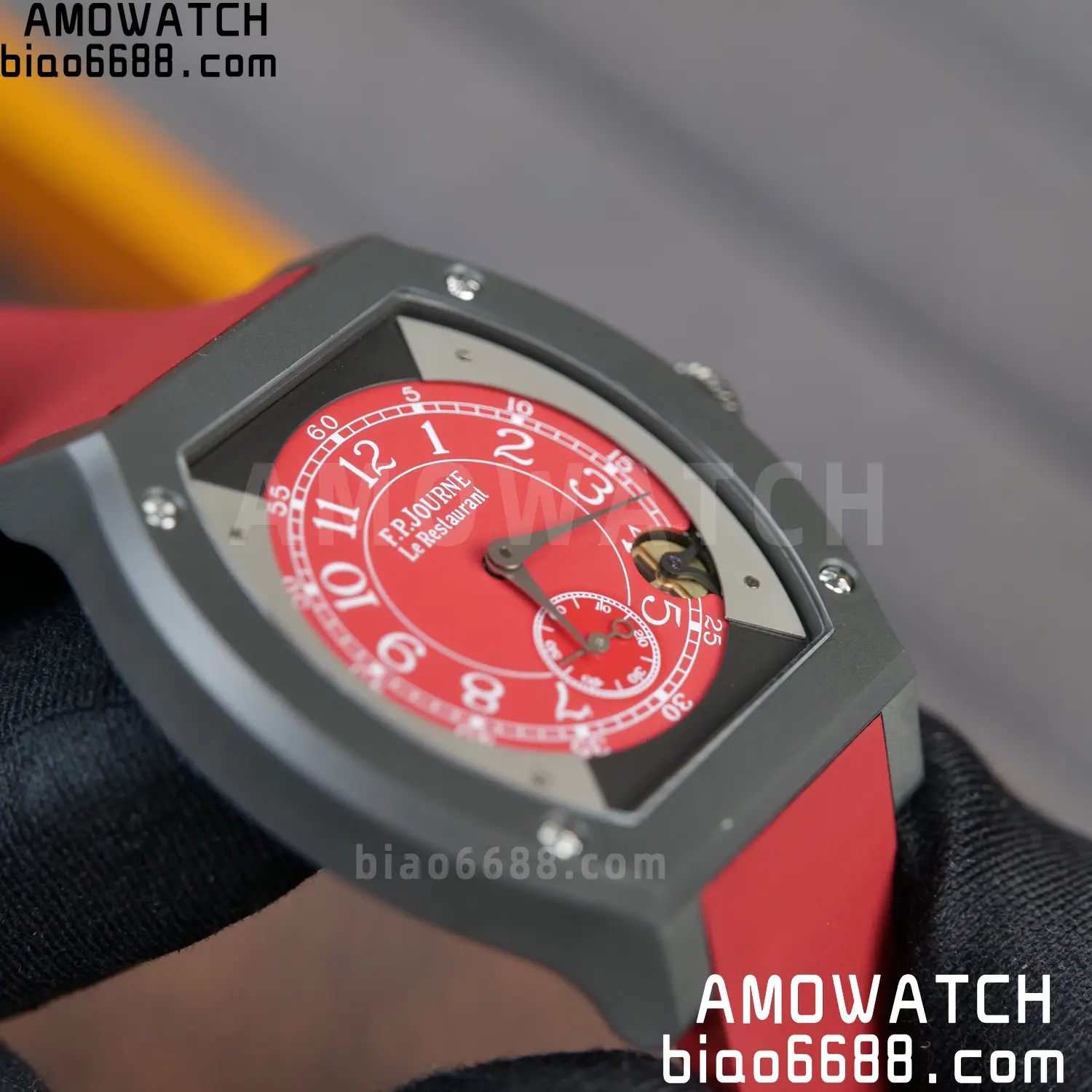 FPJ F.P.Journe Elegante PVD FJ Factory Best Edition Red Dial on RedRubber Strap Quartz V2 109 8d8c49253dad01e AMO Watch