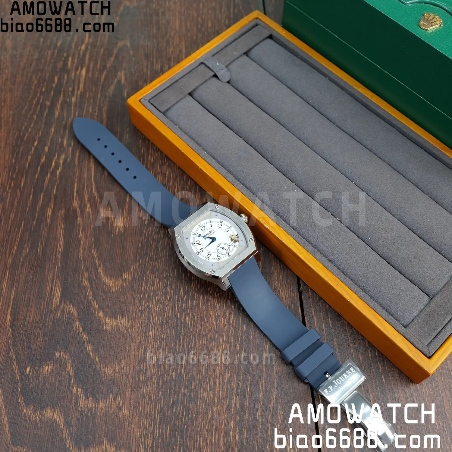 FPJ F.P.Journe Elegante FJ Factory Best Edition White Dial on Blue Rubber Strap Quartz V2 81 8f148a2de835b04 AMO Watch