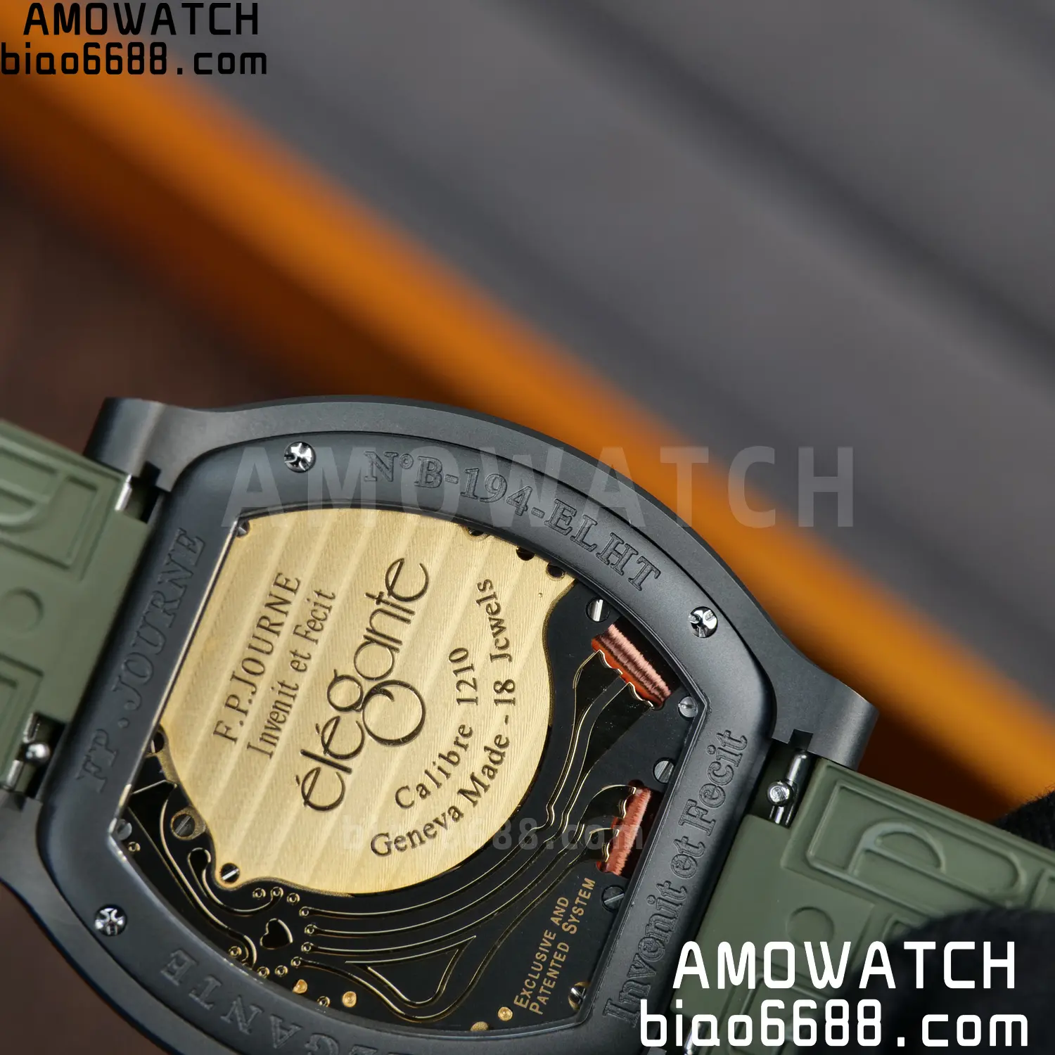 FPJ F.P.Journe Elegante PVD FJ Factory Best Edition Black Dial on Green Rubber Strap Quartz V2 106 8f7a4e20677d098 AMO Watch