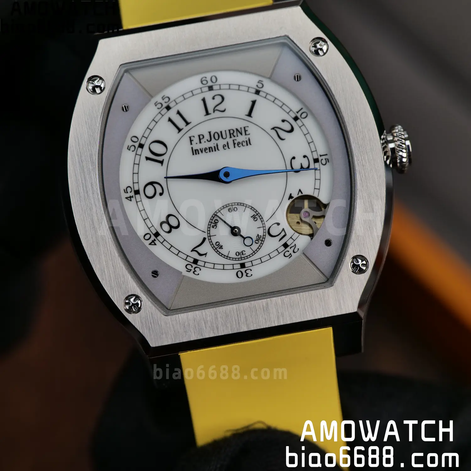 FPJ F.P.Journe Elegante FJ Factory Best Edition White Dial on Yellow Rubber Strap Quartz V2 94 908aa9391fe736f AMO Watch