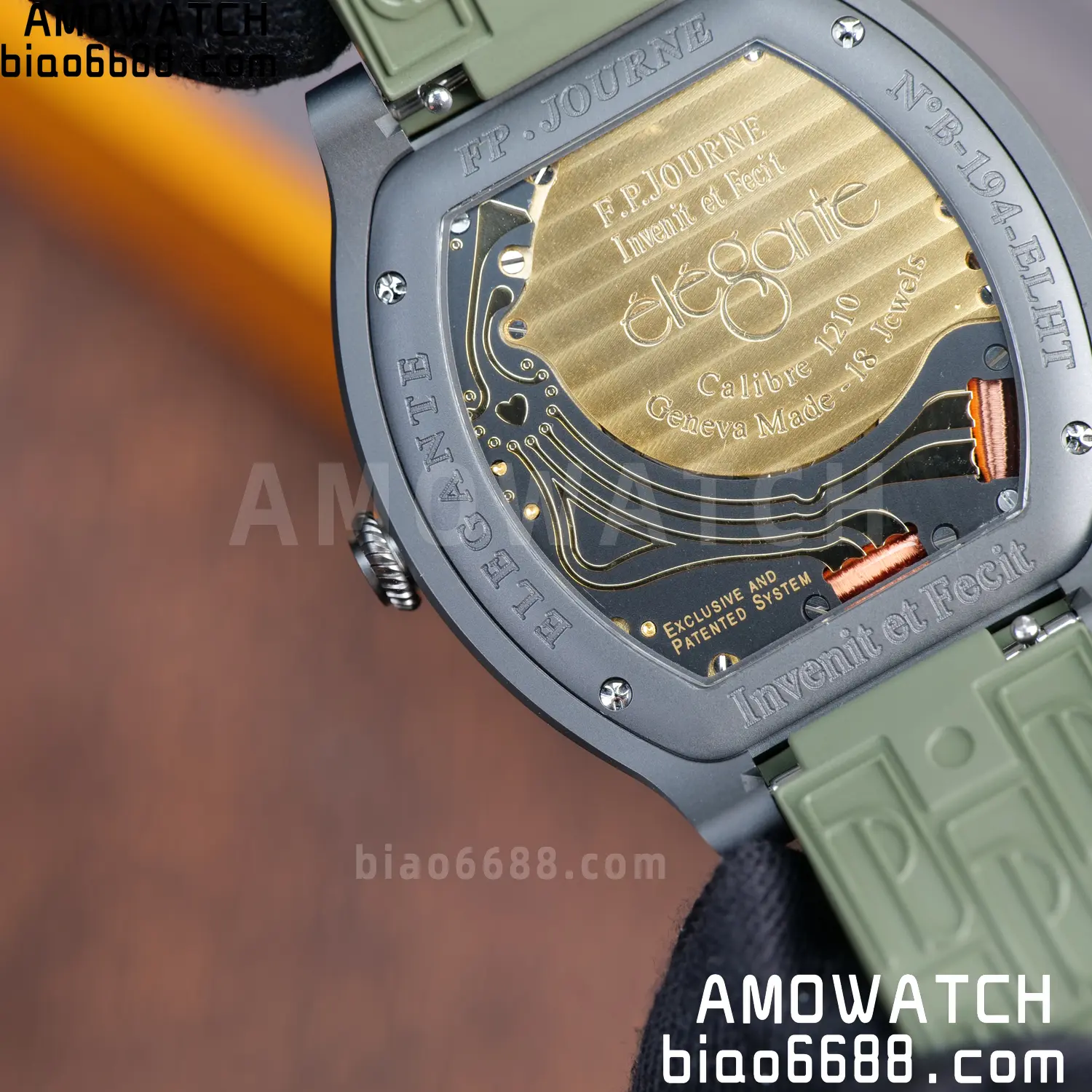 FPJ F.P.Journe Elegante PVD FJ Factory Best Edition Black Dial on Green Rubber Strap Quartz V2 108 912577b2a32ad05 AMO Watch