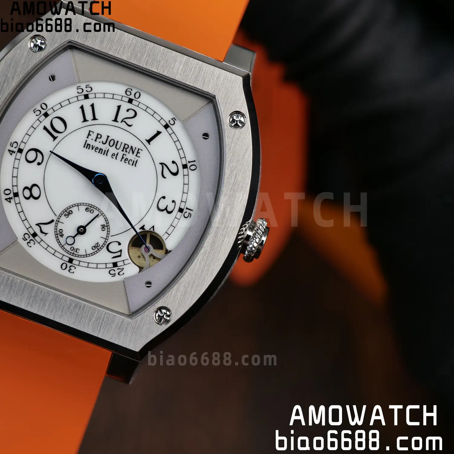 FPJ F.P.Journe Elegante FJ Factory Best Edition White Dial on Orange Rubber Strap Quartz V2 96 91dca71ddc51d3e AMO Watch