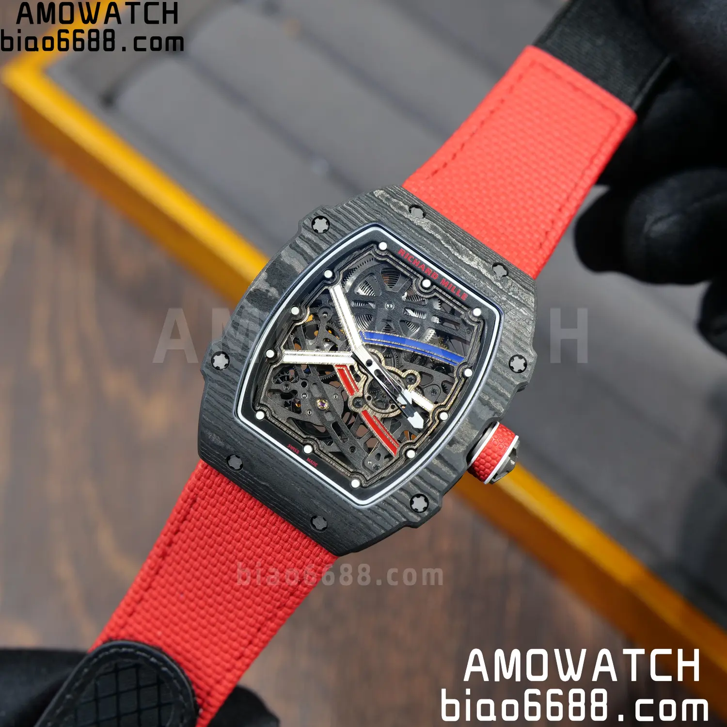 RICHARD MILLE RM67-02 Black NTPT RICH Factory 1:1 France Blue/Red/White Skeleton Dial CRMA7 Super Clone 76 94fac38a0ea52fd AMO Watch