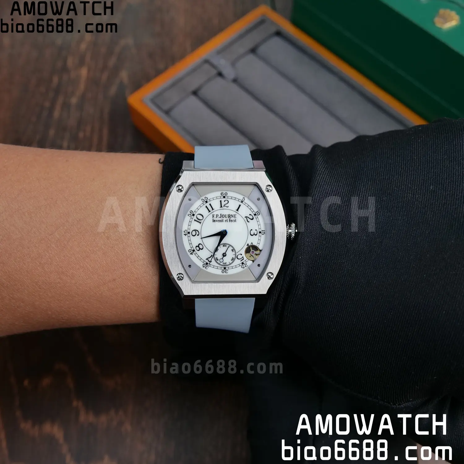 FPJ F.P.Journe Elegante FJ Factory Best Edition White Dial on Gray Rubber Strap Quartz V2 115 95036224b322221 AMO Watch