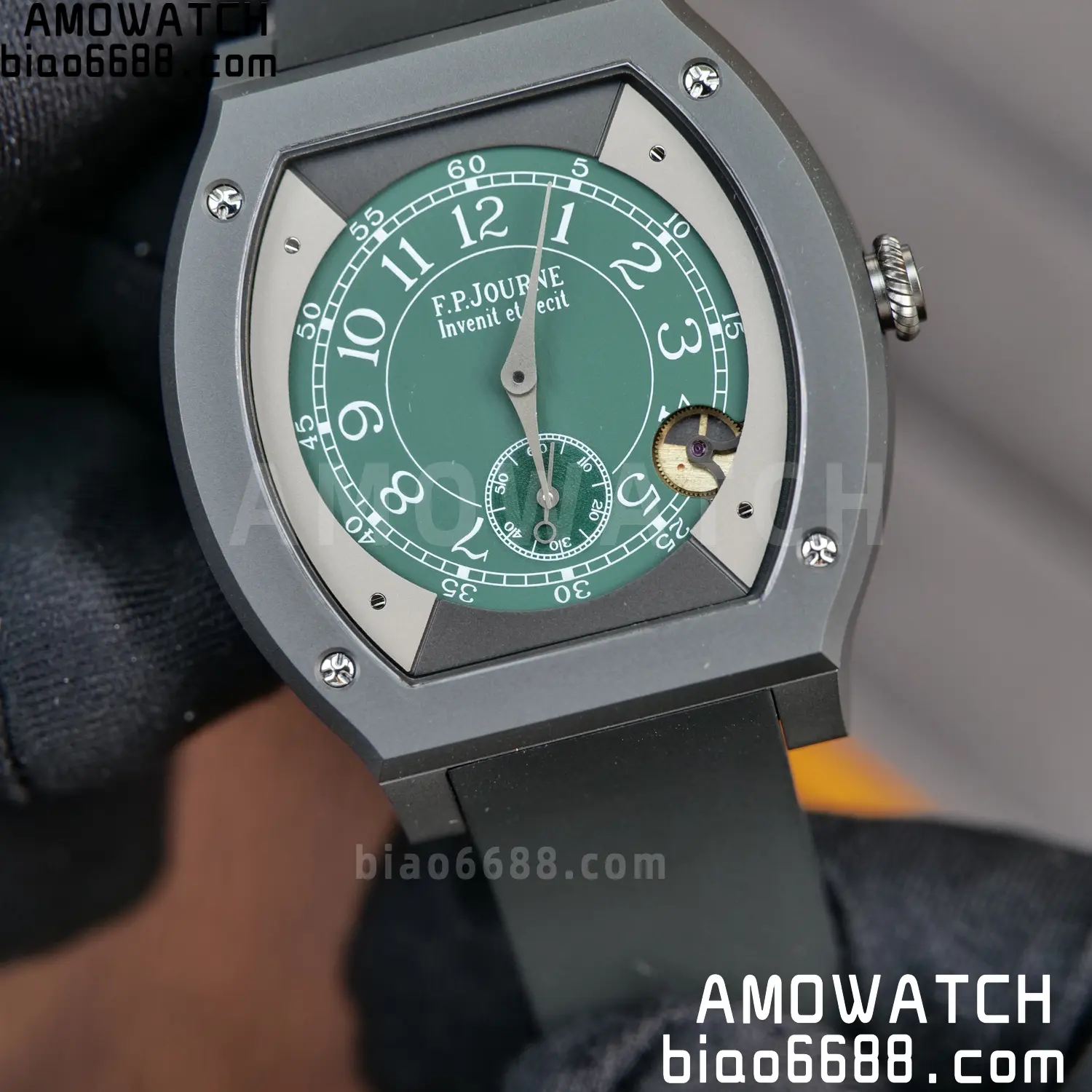 FPJ F.P.Journe Elegante PVD FJ Factory Best Edition Green Dial on Black Rubber Strap Quartz V2 90 95b4359d81acc31 AMO Watch