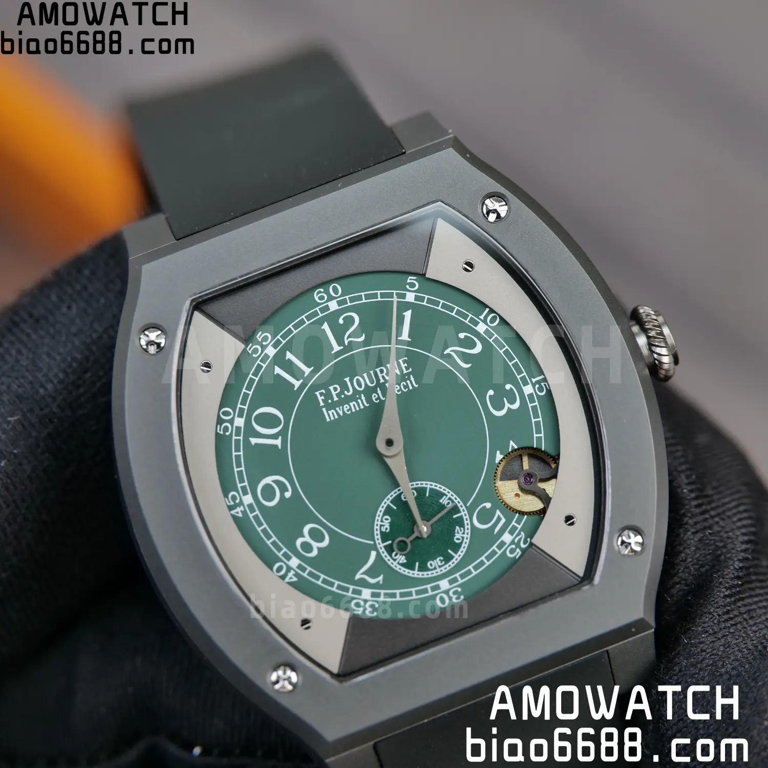 FPJ F.P.Journe Elegante PVD FJ Factory Best Edition Green Dial on Black Rubber Strap Quartz V2 91 95bc1588cc4f712 AMO Watch