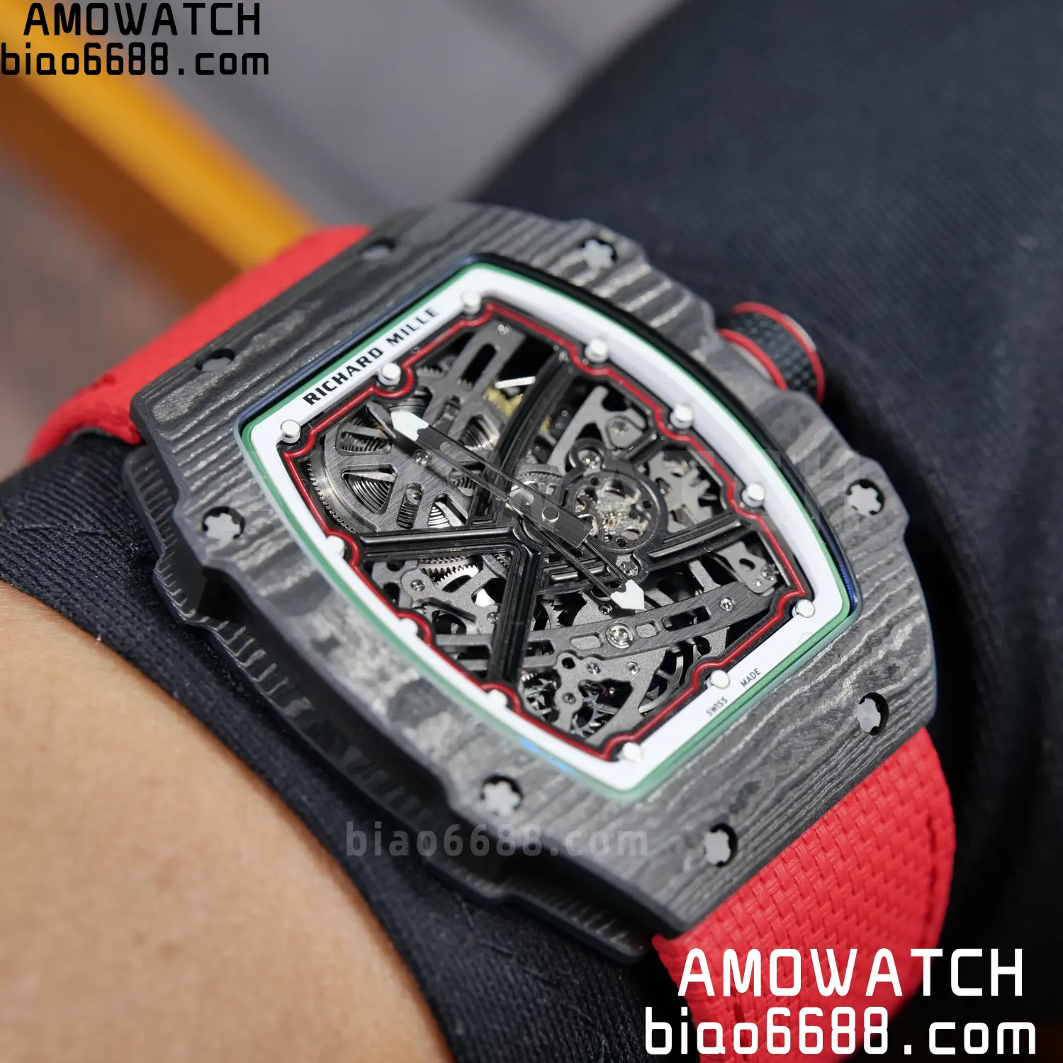 RICHARD MILLE 1:1 RM67-02 Black NTPT RICH Factory Pro 1:1 Italy Skeleton Dial White Nylon Strap CRMA7 Super Clone V2 114 9689ec493621fb0 AMO Watch
