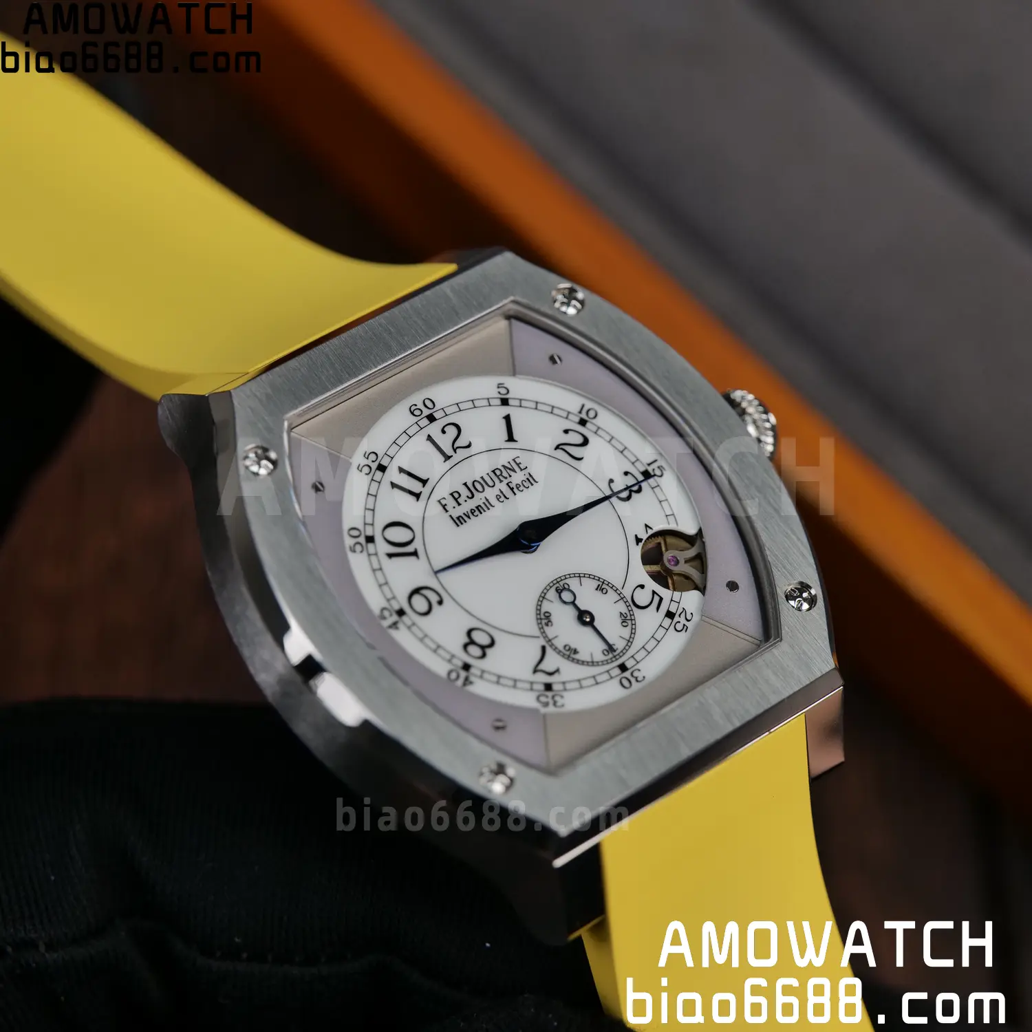 FPJ F.P.Journe Elegante FJ Factory Best Edition White Dial on Yellow Rubber Strap Quartz V2 91 9782992fd28ed52 AMO Watch
