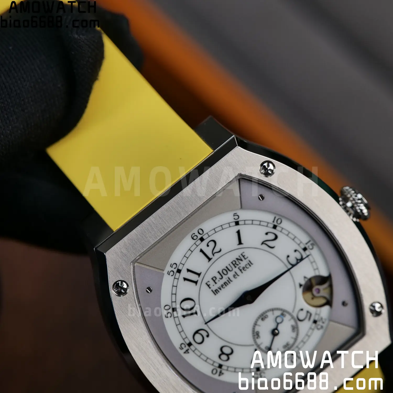 FPJ F.P.Journe Elegante FJ Factory Best Edition White Dial on Yellow Rubber Strap Quartz V2 93 97ddff9e0c3dd18 AMO Watch
