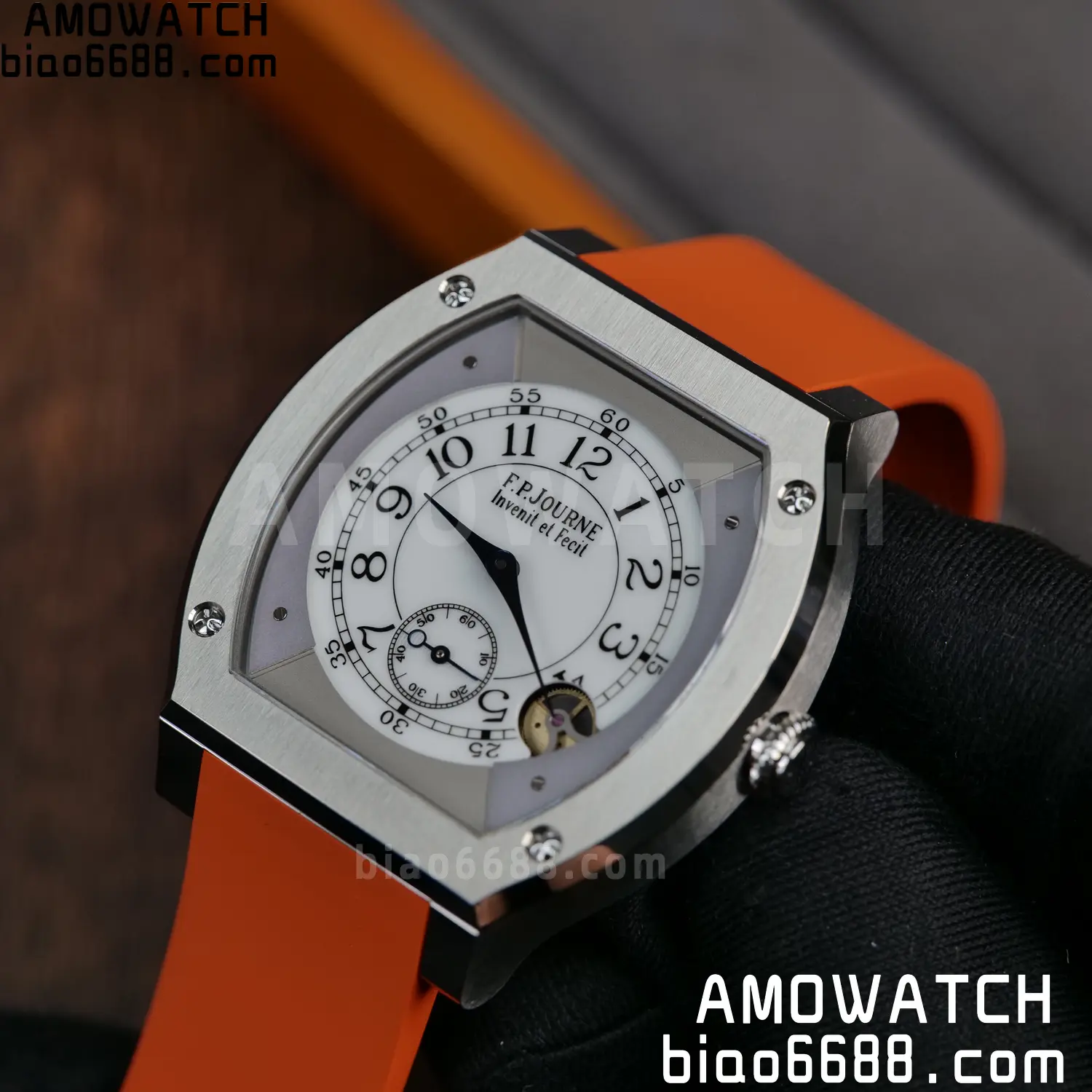 FPJ F.P.Journe Elegante FJ Factory Best Edition White Dial on Orange Rubber Strap Quartz V2 98 9997afa43570827 AMO Watch
