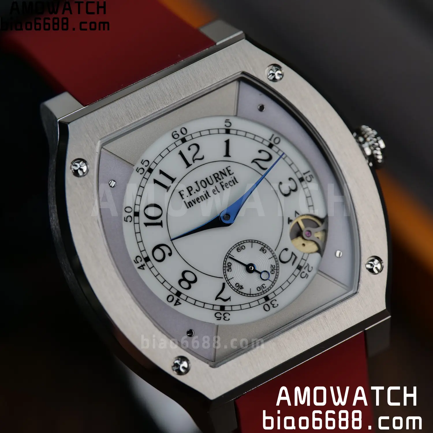 FPJ F.P.Journe Elegante FJ Factory Best Edition White Dial on Red Rubber Strap Quartz V2 107 99b2e8590790c6c AMO Watch