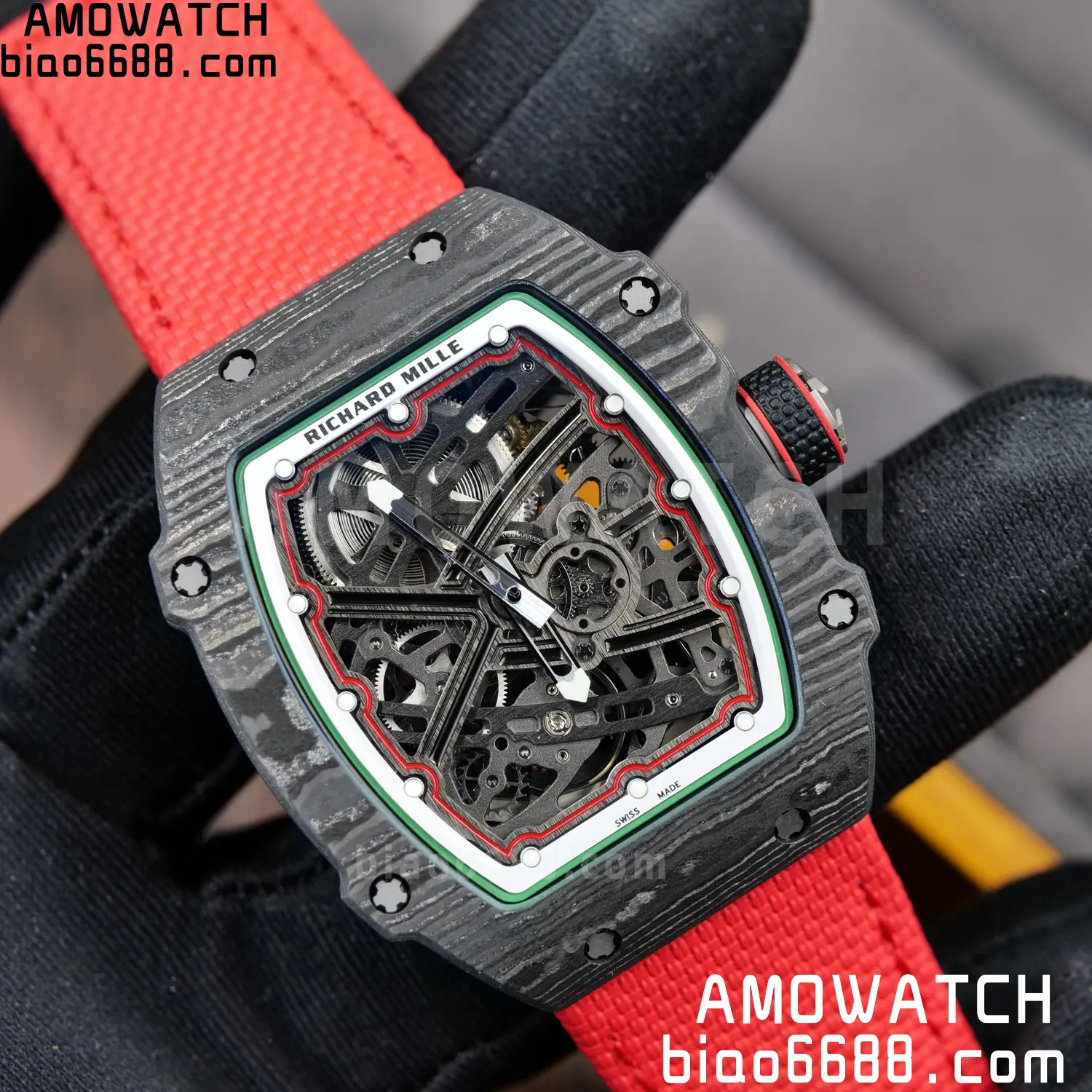 RICHARD MILLE 1:1 RM67-02 Black NTPT RICH Factory Pro 1:1 Italy Skeleton Dial White Nylon Strap CRMA7 Super Clone V2 100 9b37f9906bcc98f AMO Watch
