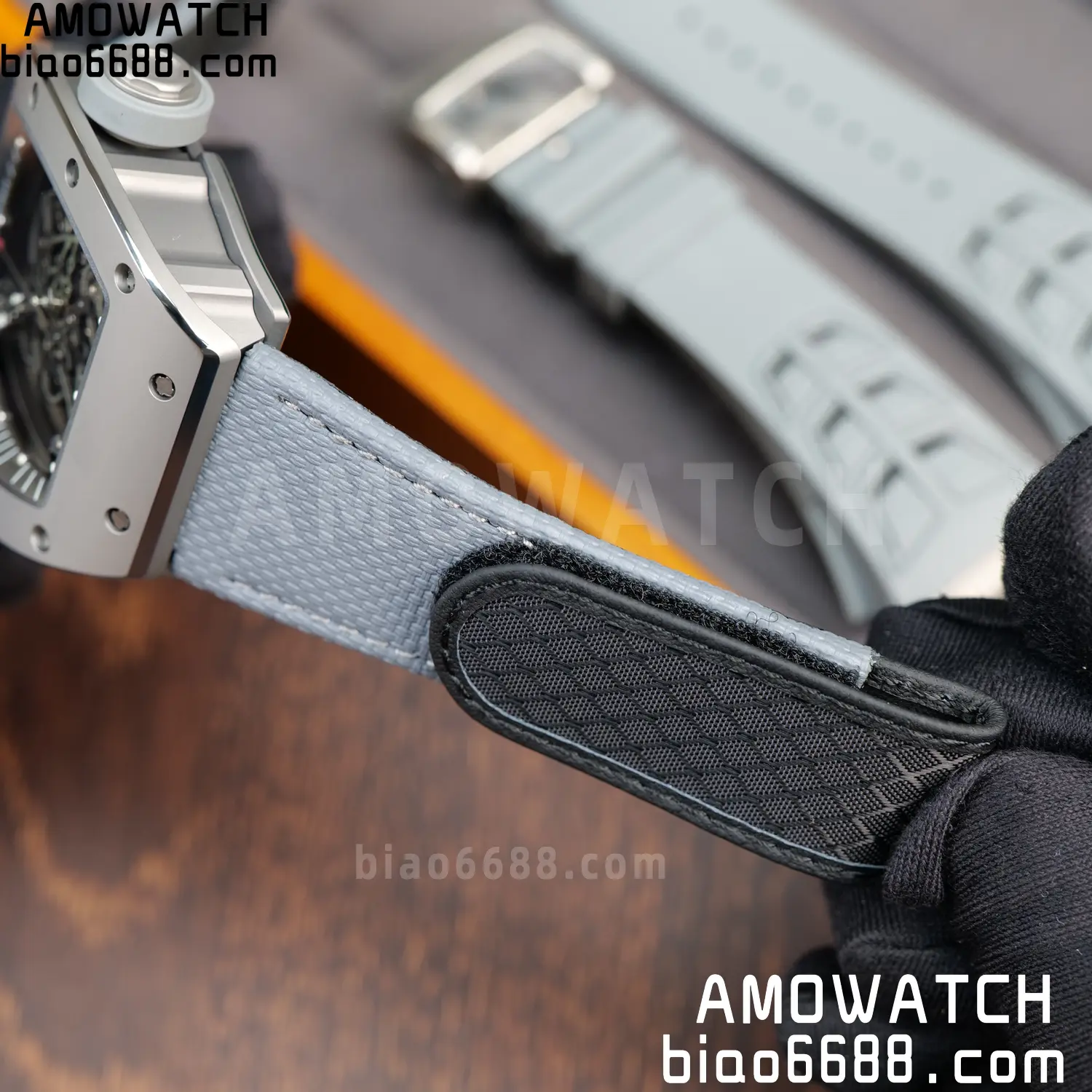 RICHARD MILLE RM055 Gray Ceramic UMI 1:1 Best Edition on Nylon Strap RMUL2 Free Sprung 48 9b863c152fb6bea AMO Watch