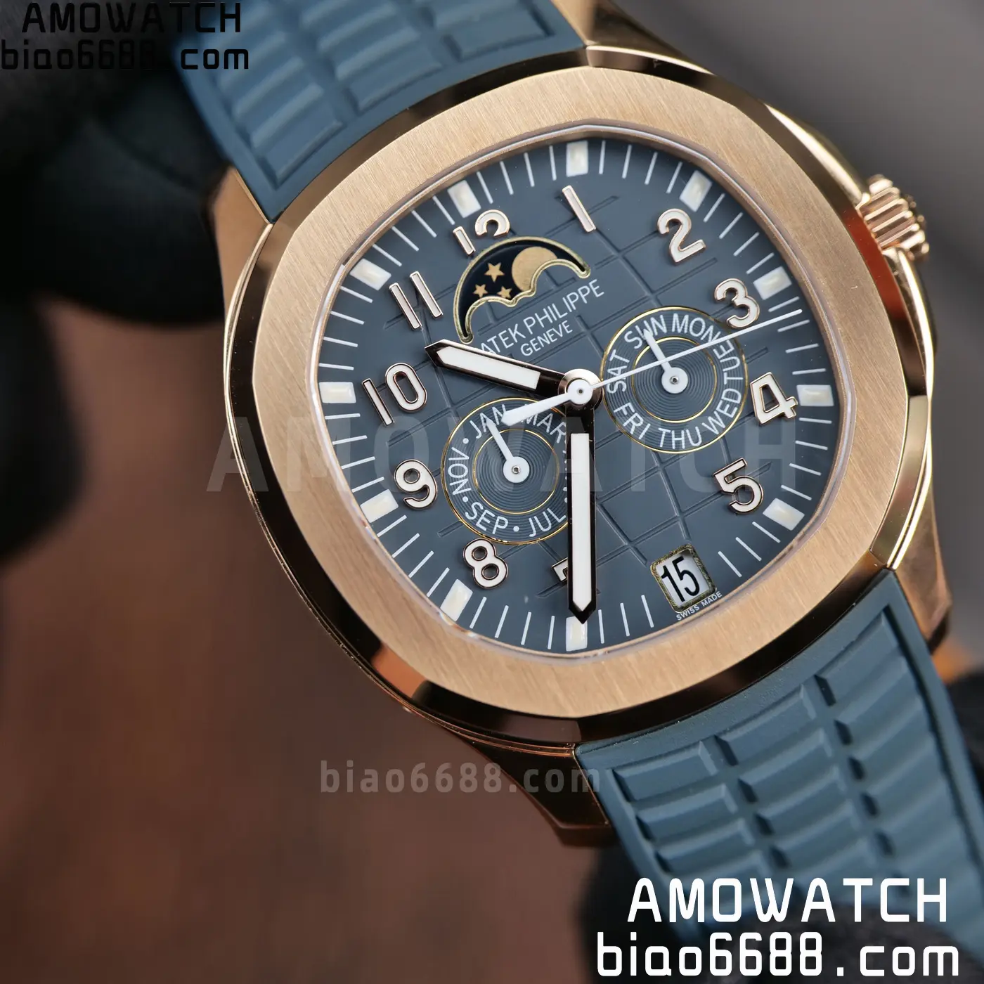 Patek Philippe Aquanaut 5261R RG APW Factory 1:1 Best Edition Dial on Blue Rubber Strap V2 97 9bba14df0a80372 AMO Watch