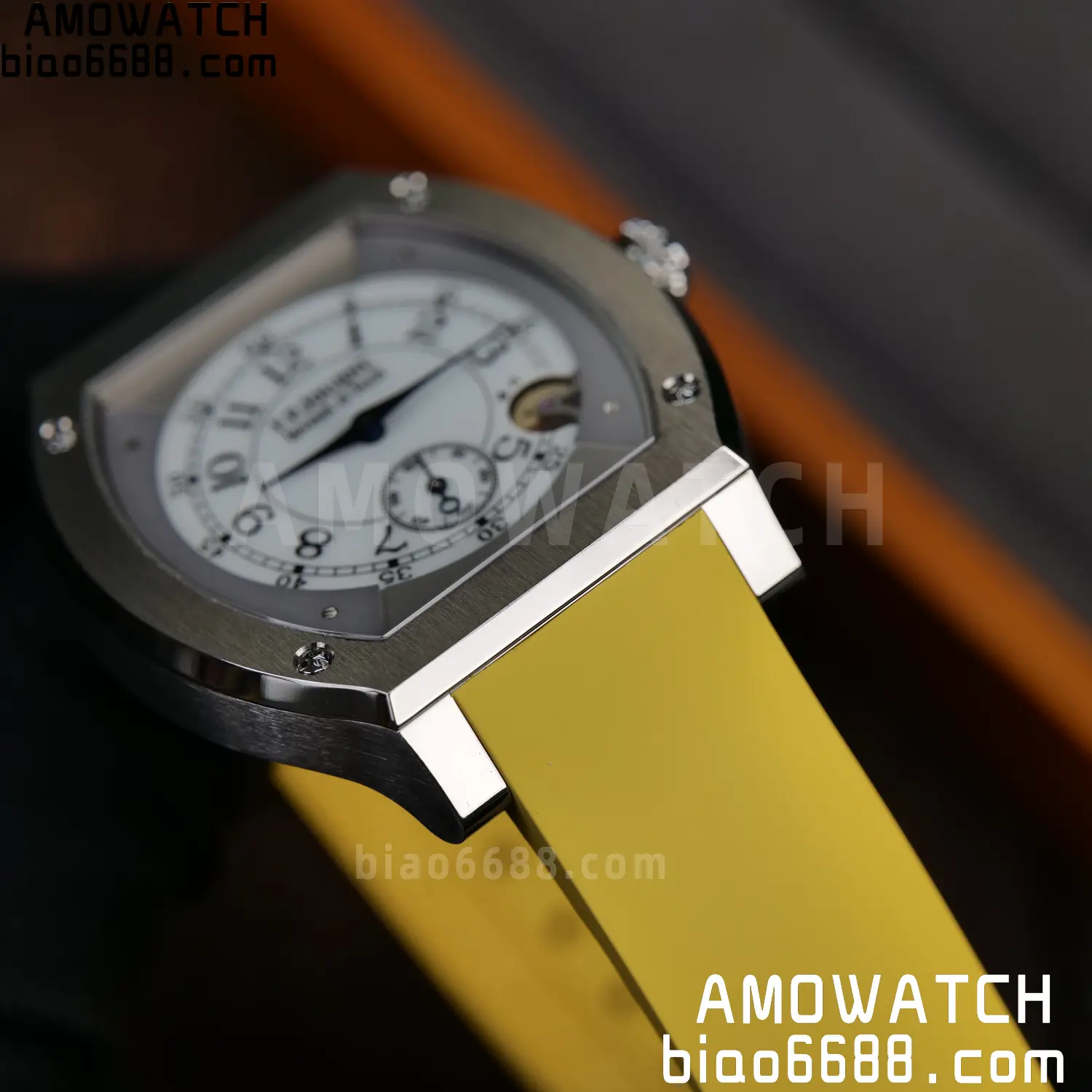 FPJ F.P.Journe Elegante FJ Factory Best Edition White Dial on Yellow Rubber Strap Quartz V2 86 9d2da3860b1a0bc AMO Watch