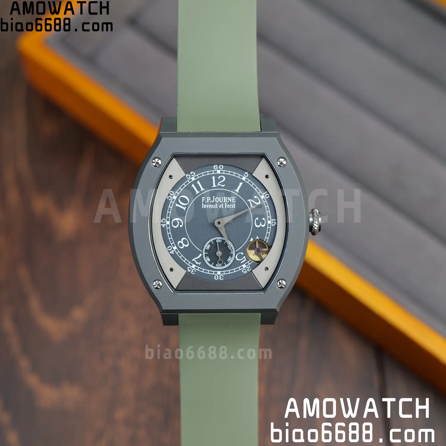 FPJ F.P.Journe Elegante PVD FJ Factory Best Edition Black Dial on Green Rubber Strap Quartz V2 83 a0467a3bfd6aee9 AMO Watch