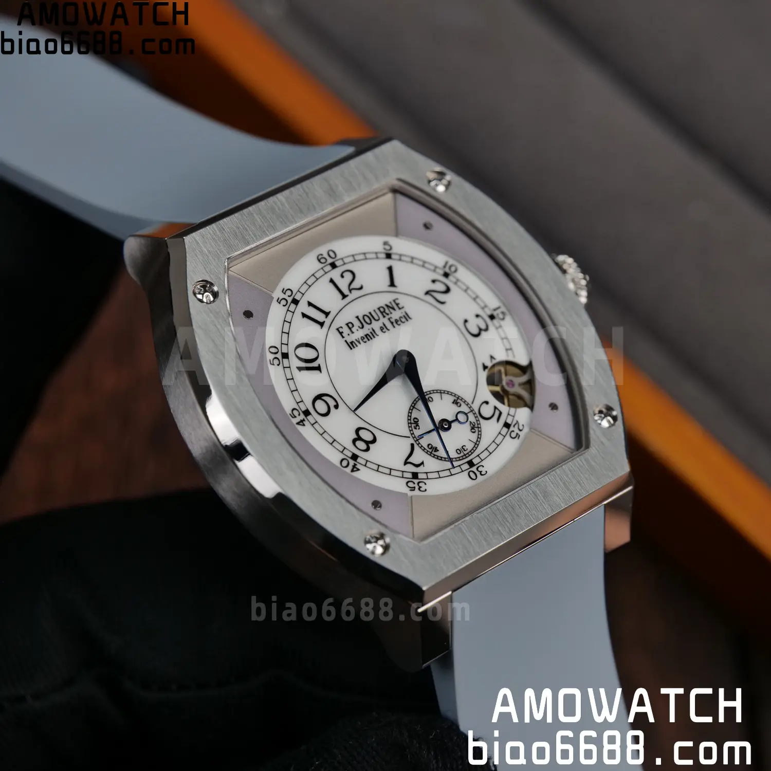 FPJ F.P.Journe Elegante FJ Factory Best Edition White Dial on Gray Rubber Strap Quartz V2 97 a26944b44ba9b85 AMO Watch