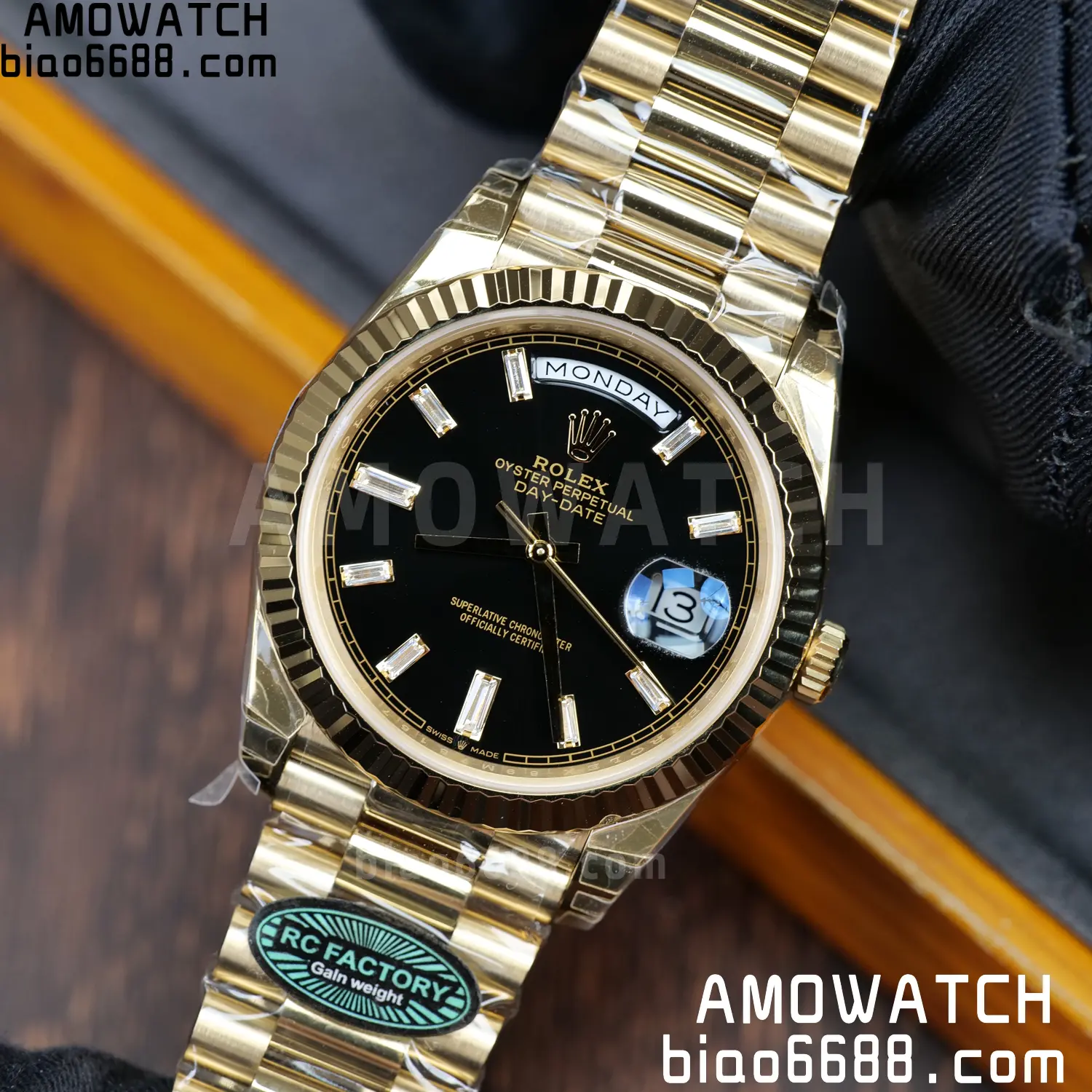 Rolex Day Date 40 YG 228238 RCF 1:1 Best Edition Black Dial on President Bracelet VR3255 (210g) 76 a2c3468d712a77d AMO Watch