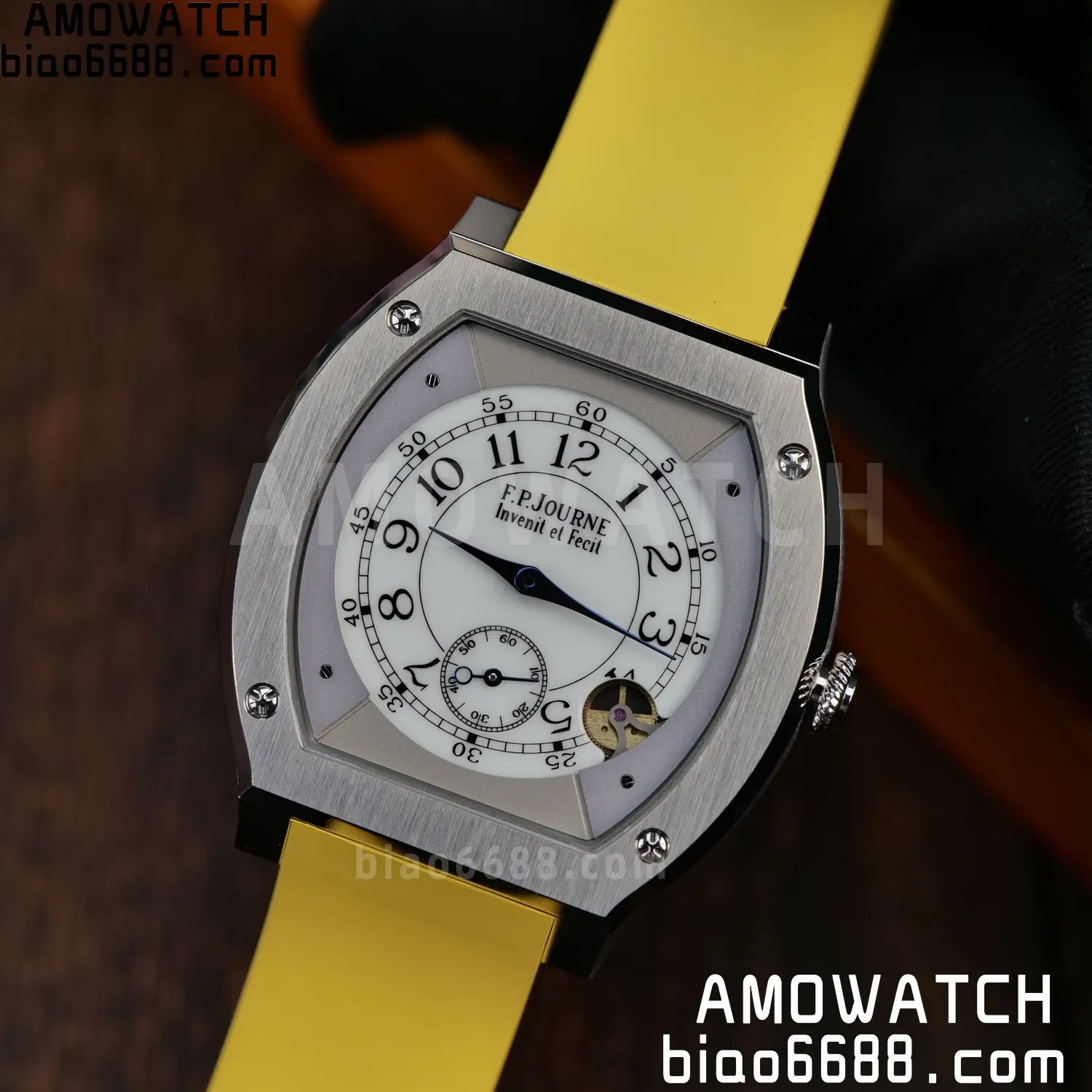 FPJ F.P.Journe Elegante FJ Factory Best Edition White Dial on Yellow Rubber Strap Quartz V2 98 a3b907634b57e30 AMO Watch