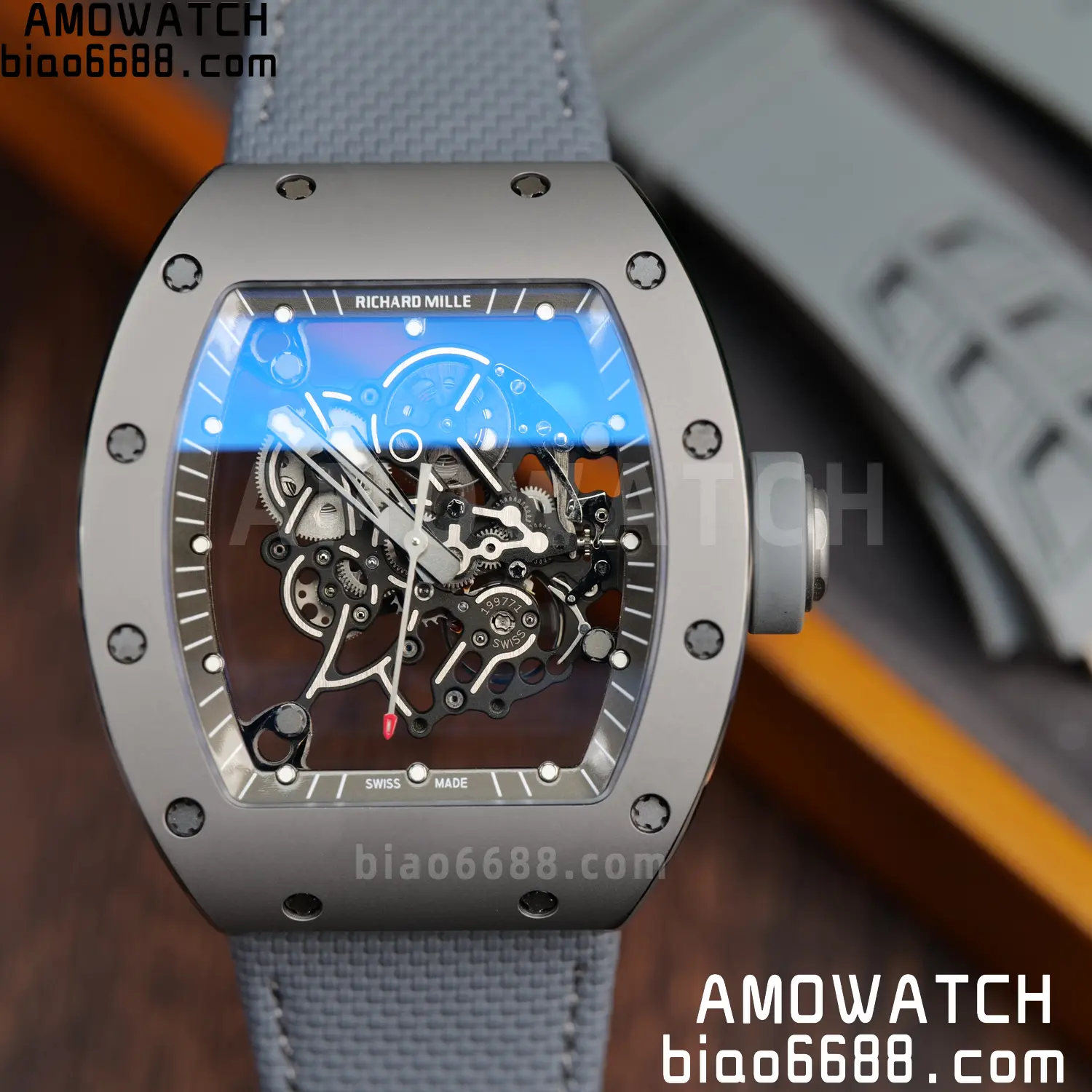 RICHARD MILLE RM055 Gray Ceramic UMI 1:1 Best Edition on Nylon Strap RMUL2 Free Sprung 43 a433c468f8f143b AMO Watch