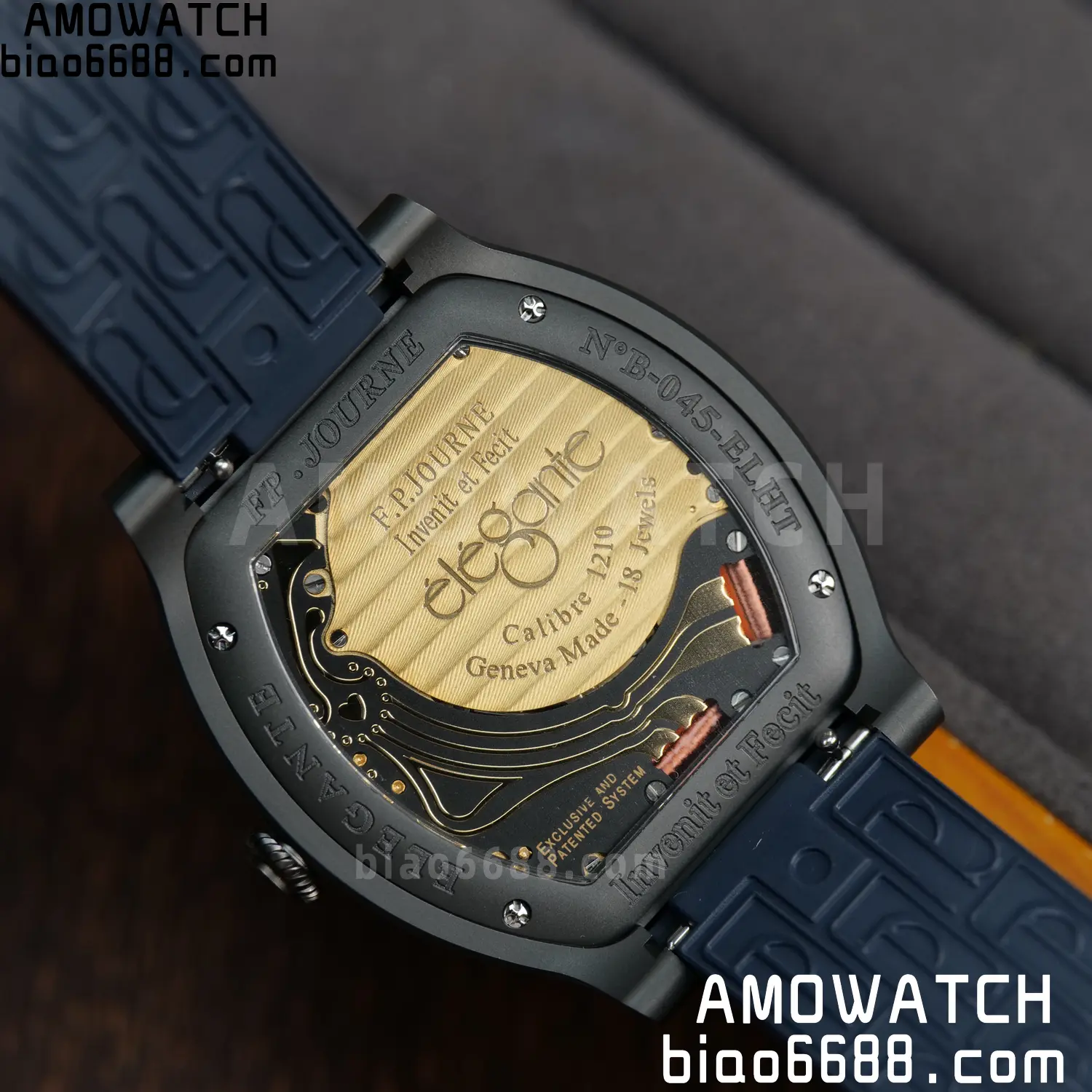 FPJ F.P.Journe Elegante PVD FJ Factory Best Edition Black Dial on Blue Rubber Strap Quartz V2 130 a5a8e159f3b394e AMO Watch