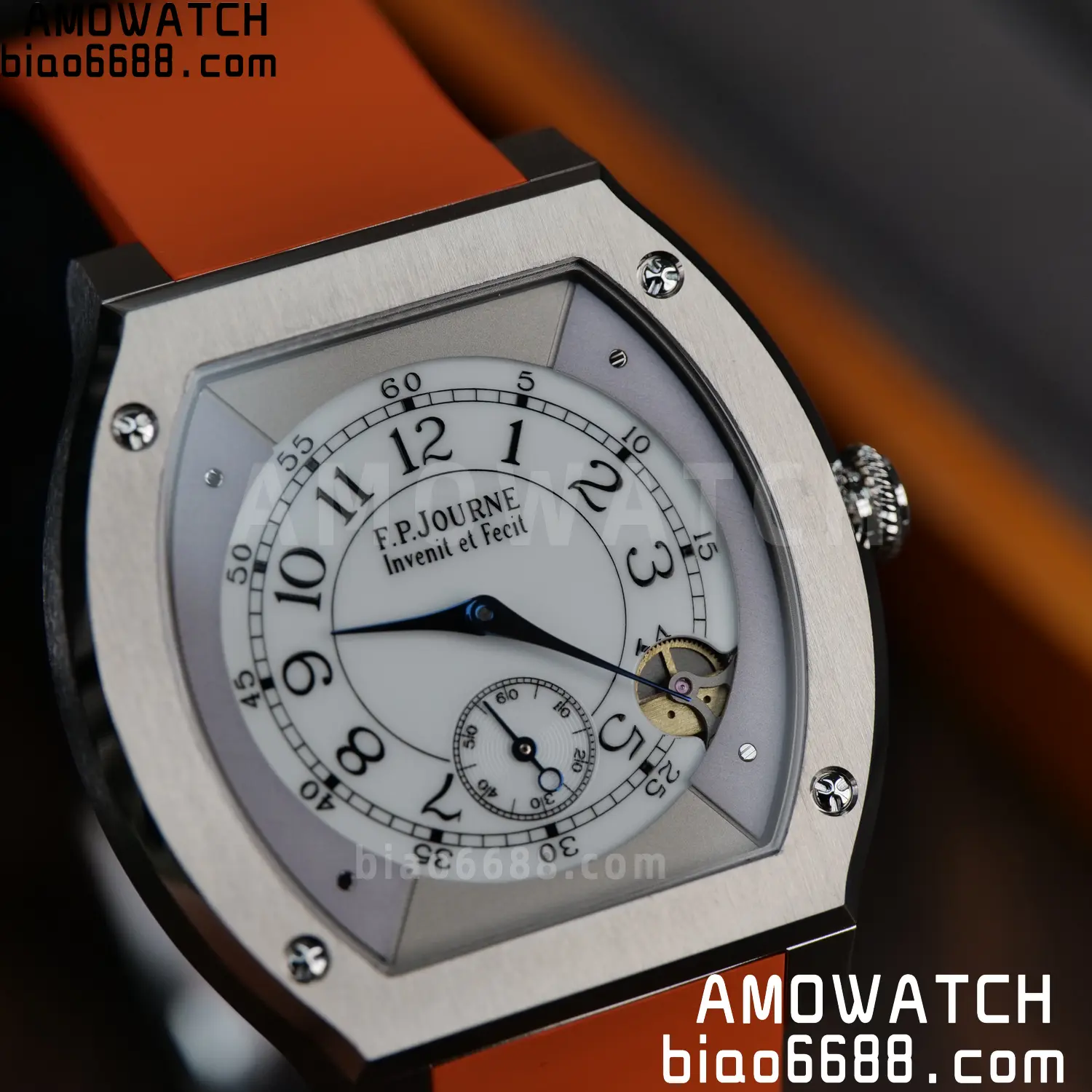 FPJ F.P.Journe Elegante FJ Factory Best Edition White Dial on Orange Rubber Strap Quartz V2 105 a667029a42f77bd AMO Watch