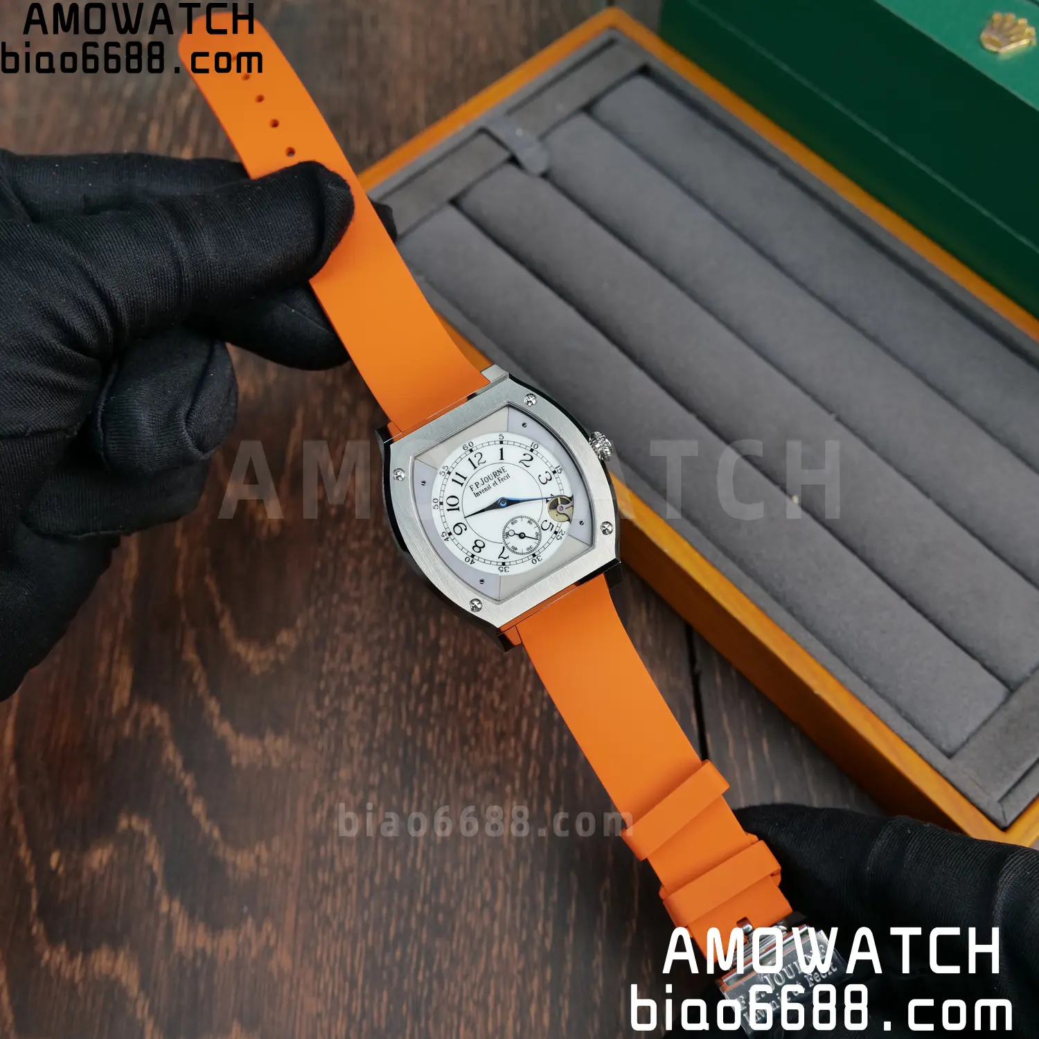 FPJ F.P.Journe Elegante FJ Factory Best Edition White Dial on Orange Rubber Strap Quartz V2 80 a6ede1073a167a4 AMO Watch