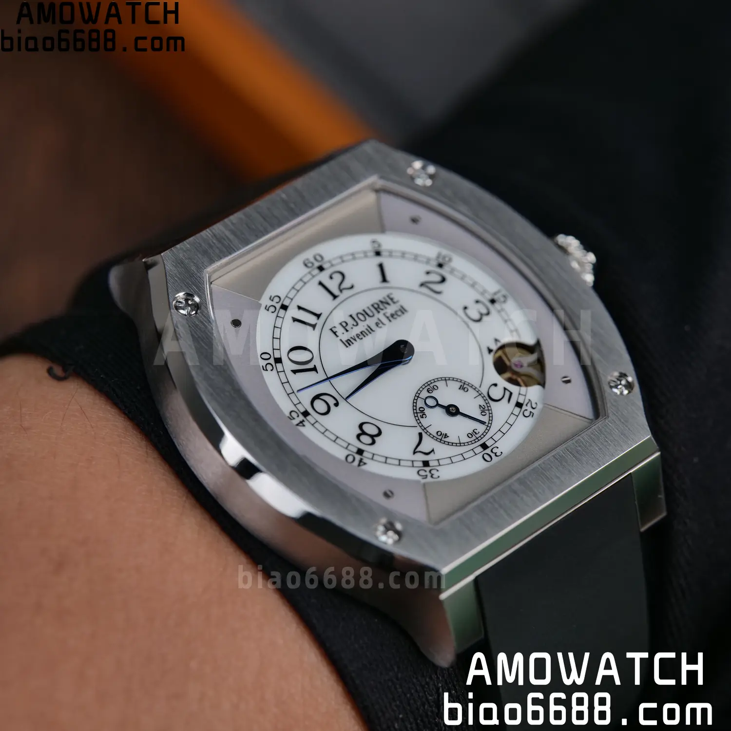 FPJ F.P.Journe Elegante FJ Factory Best Edition White Dial on Black Rubber Strap Quartz V2 113 a6fc0bf147b1332 AMO Watch
