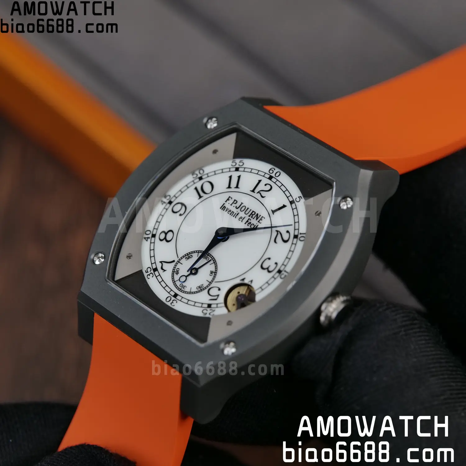 FPJ F.P.Journe Elegante PVD FJ Factory Best Edition White Dial on Orange Rubber Strap Quartz V2 91 a7224a317a869bd AMO Watch