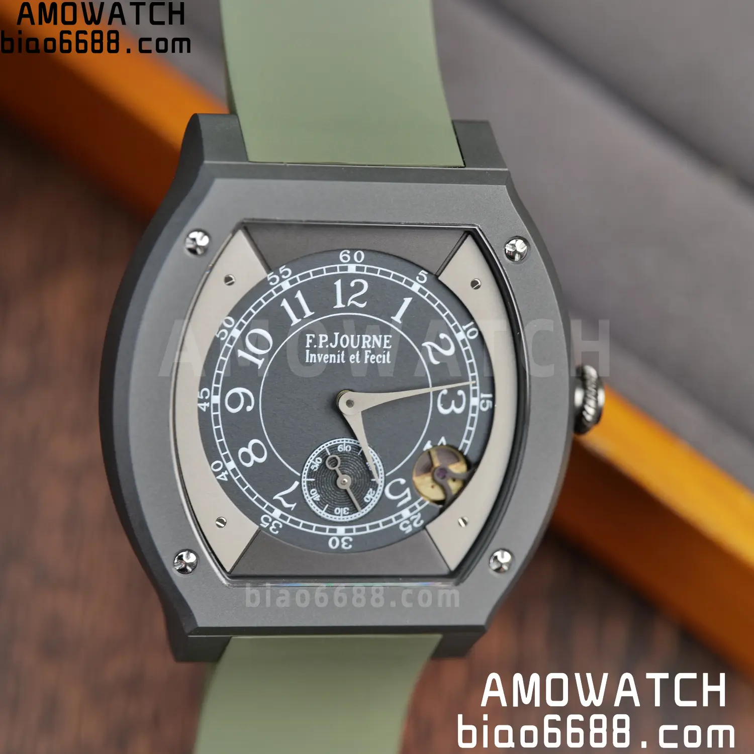 FPJ F.P.Journe Elegante PVD FJ Factory Best Edition Black Dial on Green Rubber Strap Quartz V2 110 a8473a01c701078 AMO Watch