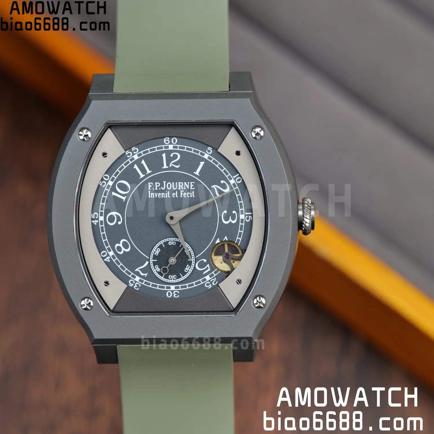 FPJ F.P.Journe Elegante PVD FJ Factory Best Edition Black Dial on Green Rubber Strap Quartz V2 84 a85cc0eade7b31e AMO Watch