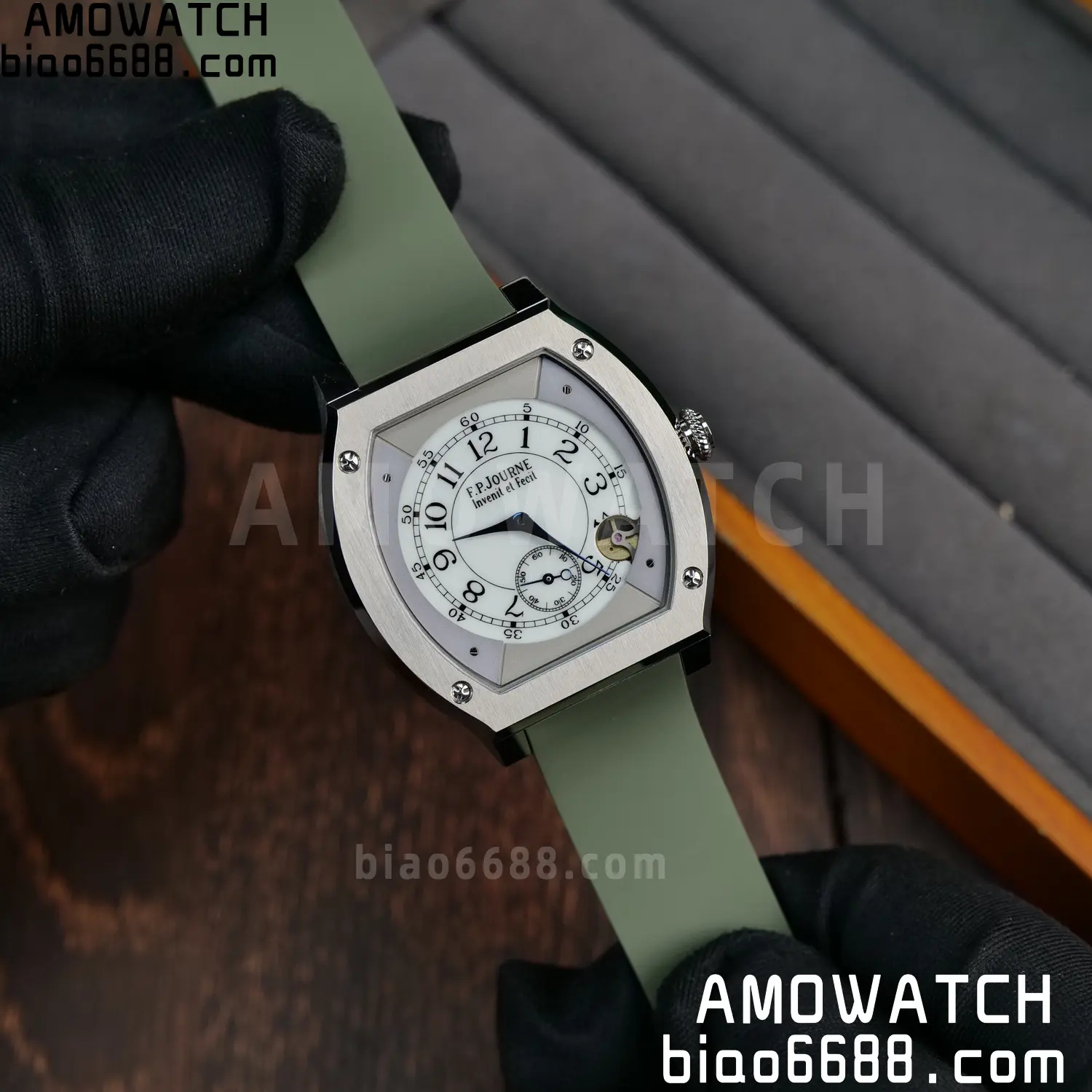 FPJ F.P.Journe Elegante FJ Factory Best Edition White Dial on Green Rubber Strap Quartz V2 81 a881f7dee008691 AMO Watch