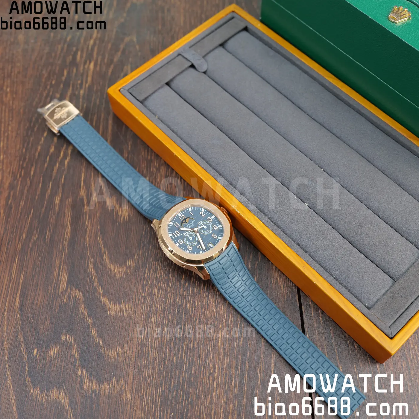 Patek Philippe Aquanaut 5261R RG APW Factory 1:1 Best Edition Dial on Blue Rubber Strap V2 78 aaaf24846077381 AMO Watch