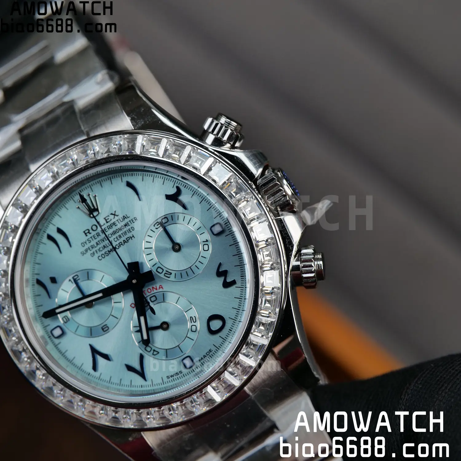 Rolex Daytona 116506 PPM Factory Best Edition Ice Blue Dial Crystal Markers on SS Bracelet 4130 92 ac0b6071cba0154 AMO Watch
