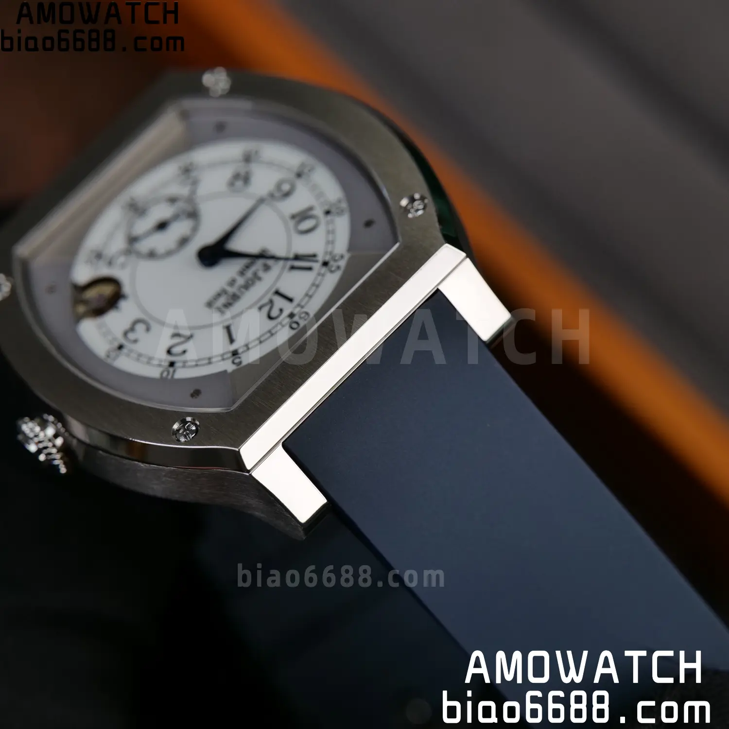 FPJ F.P.Journe Elegante FJ Factory Best Edition White Dial on Blue Rubber Strap Quartz V2 94 ac46a0d814c1477 AMO Watch