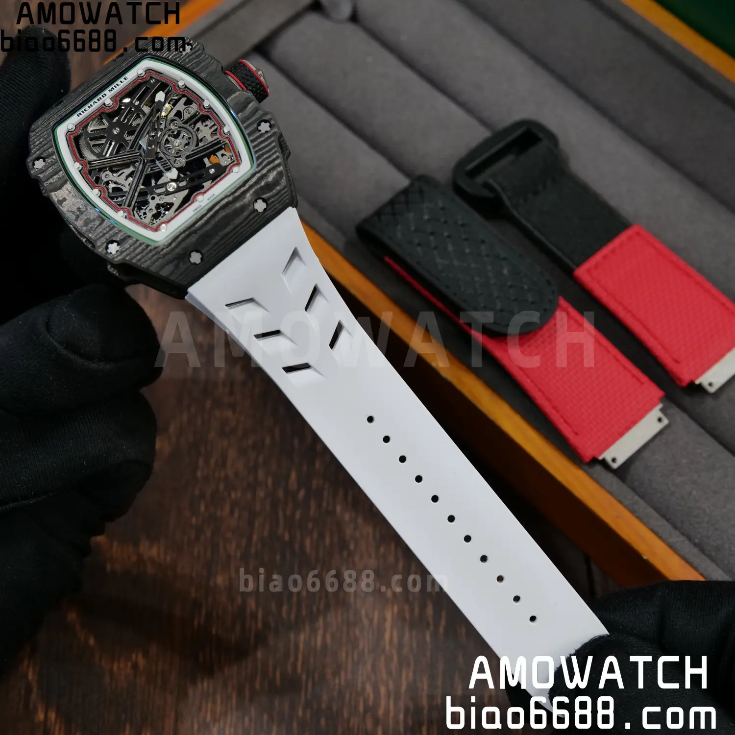 RICHARD MILLE 1:1 RM67-02 Black NTPT RICH Factory Pro 1:1 Italy Skeleton Dial White Rubber Strap CRMA7 Super Clone V2 77 ac7d4ce49204eca AMO Watch