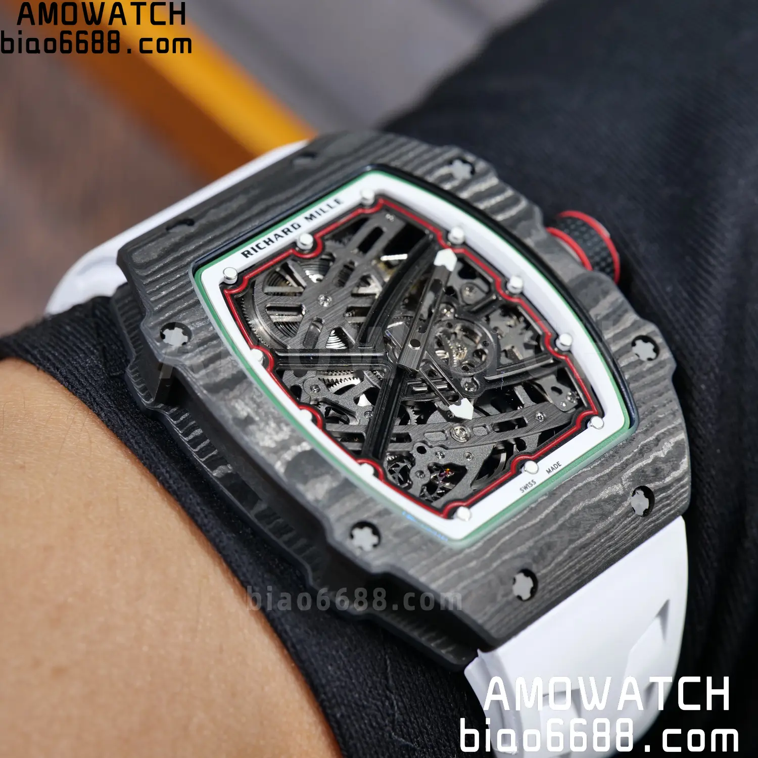 RICHARD MILLE 1:1 RM67-02 Black NTPT RICH Factory Pro 1:1 Italy Skeleton Dial White Rubber Strap CRMA7 Super Clone V2 103 ad52345594547e8 AMO Watch