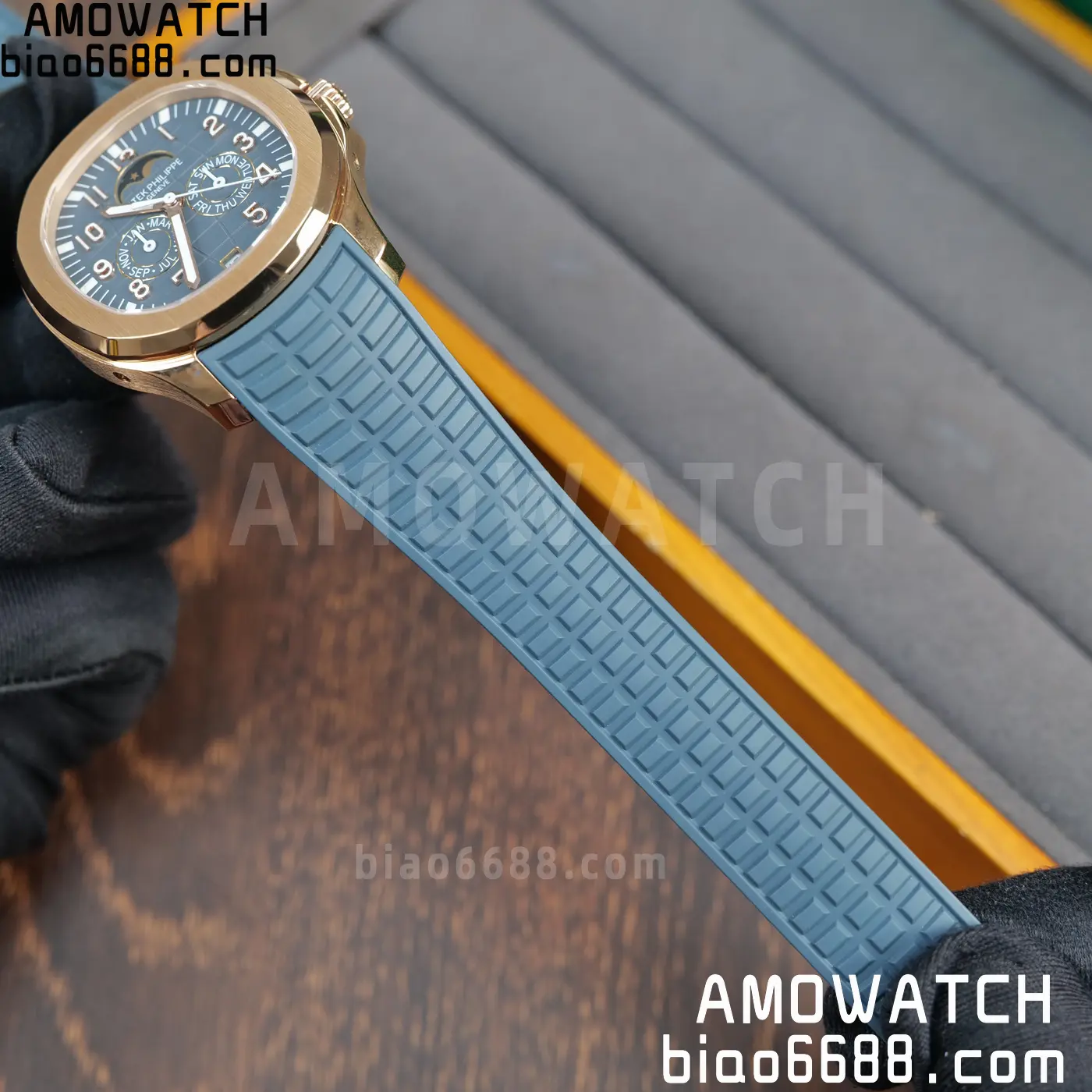 Patek Philippe Aquanaut 5261R RG APW Factory 1:1 Best Edition Dial on Blue Rubber Strap V2 83 addc5d0b1938134 AMO Watch