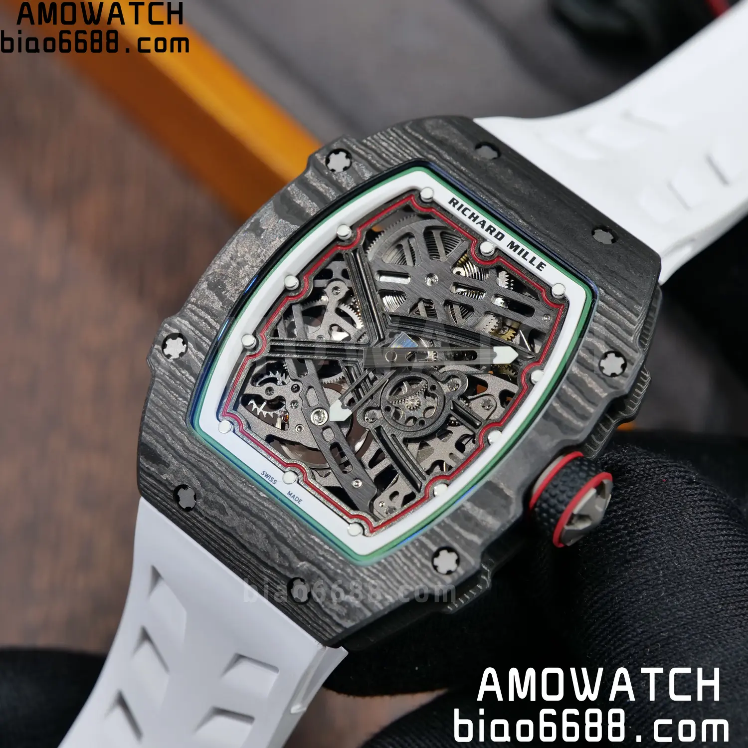 RICHARD MILLE 1:1 RM67-02 Black NTPT RICH Factory Pro 1:1 Italy Skeleton Dial White Rubber Strap CRMA7 Super Clone V2 86 ae3143c26f44788 AMO Watch