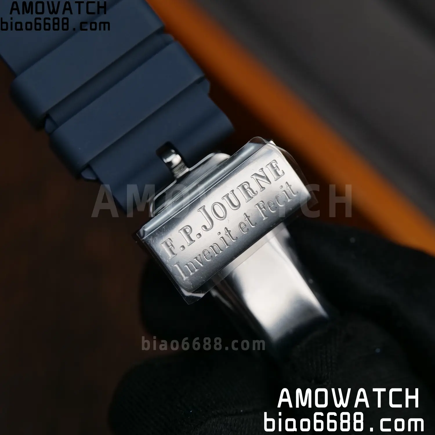 FPJ F.P.Journe Elegante FJ Factory Best Edition White Dial on Blue Rubber Strap Quartz V2 113 ae67b32069486ac AMO Watch