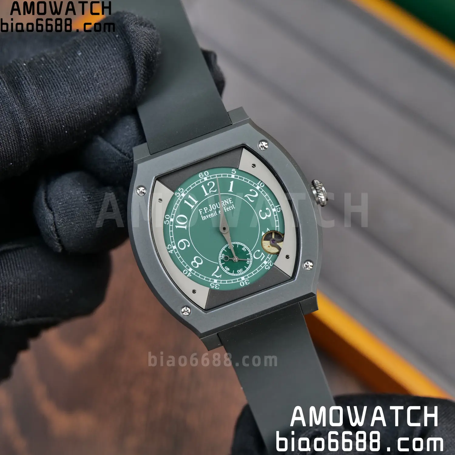 FPJ F.P.Journe Elegante PVD FJ Factory Best Edition Green Dial on Black Rubber Strap Quartz V2 71 aef5b75eee9d794 AMO Watch