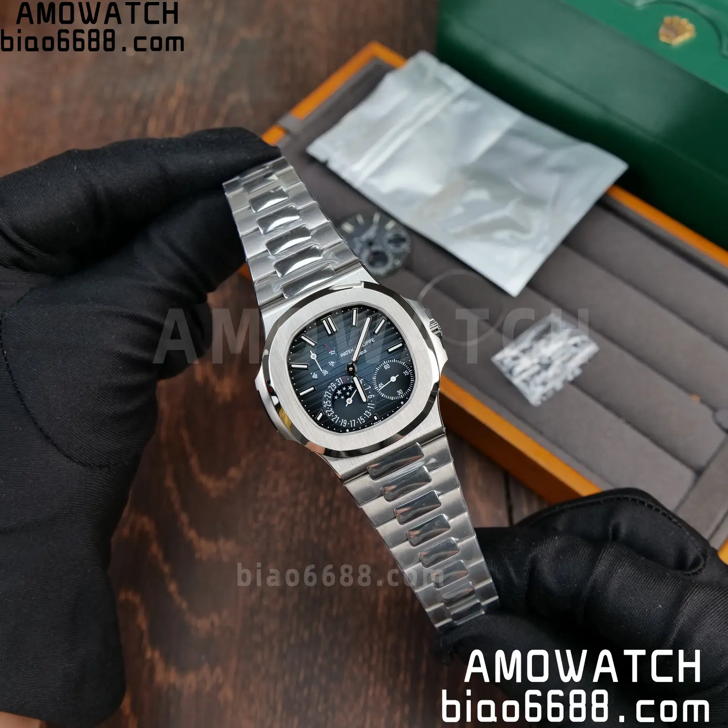 Custom Made Patek Philippe Nautilus 5712 SS UMI 113 af0cbd1722d0477 AMO Watch