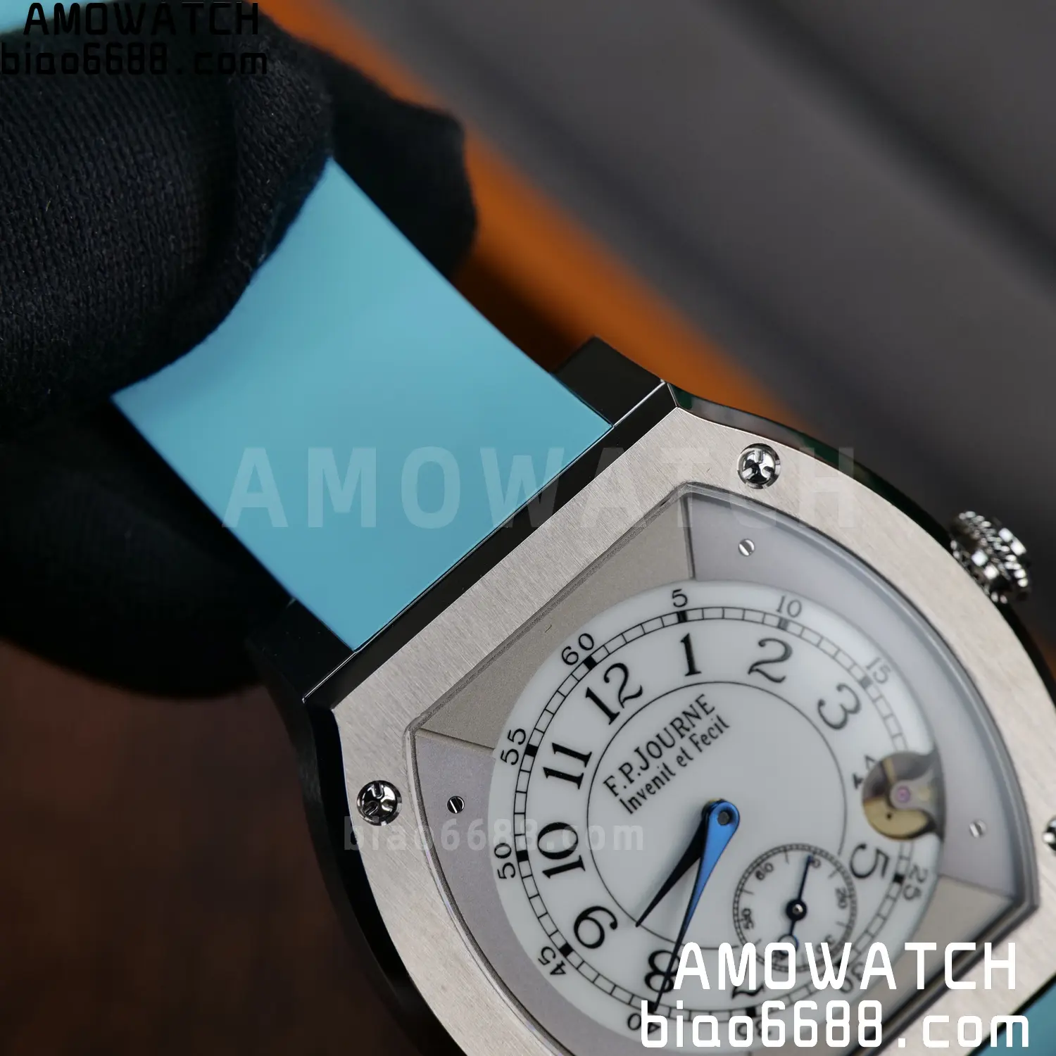 FPJ F.P.Journe Elegante FJ Factory Best Edition White Dial on Light Blue Rubber Strap Quartz V2 95 b106967377b401e AMO Watch