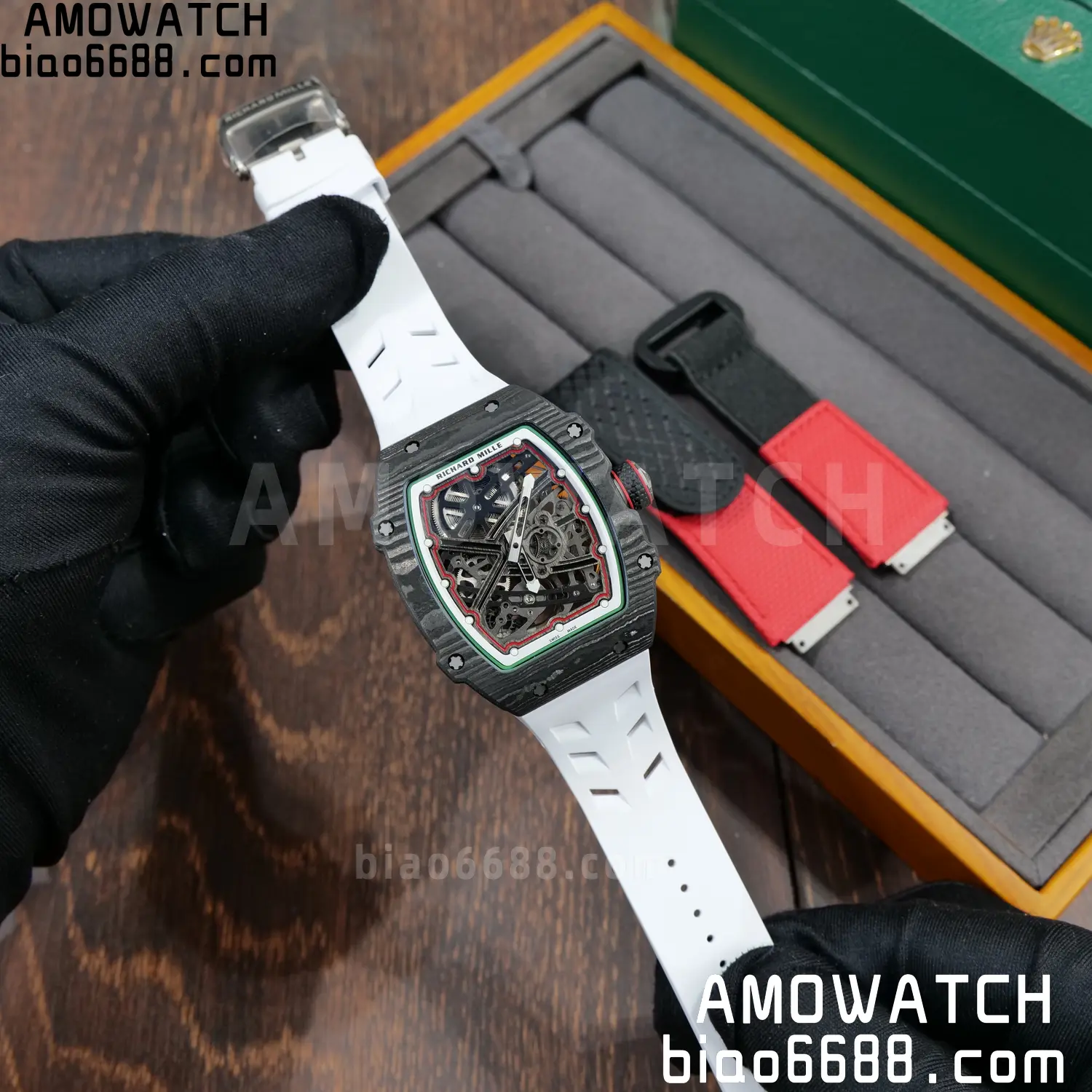 RICHARD MILLE 1:1 RM67-02 Black NTPT RICH Factory Pro 1:1 Italy Skeleton Dial White Rubber Strap CRMA7 Super Clone V2 73 b17086a51e04d06 AMO Watch
