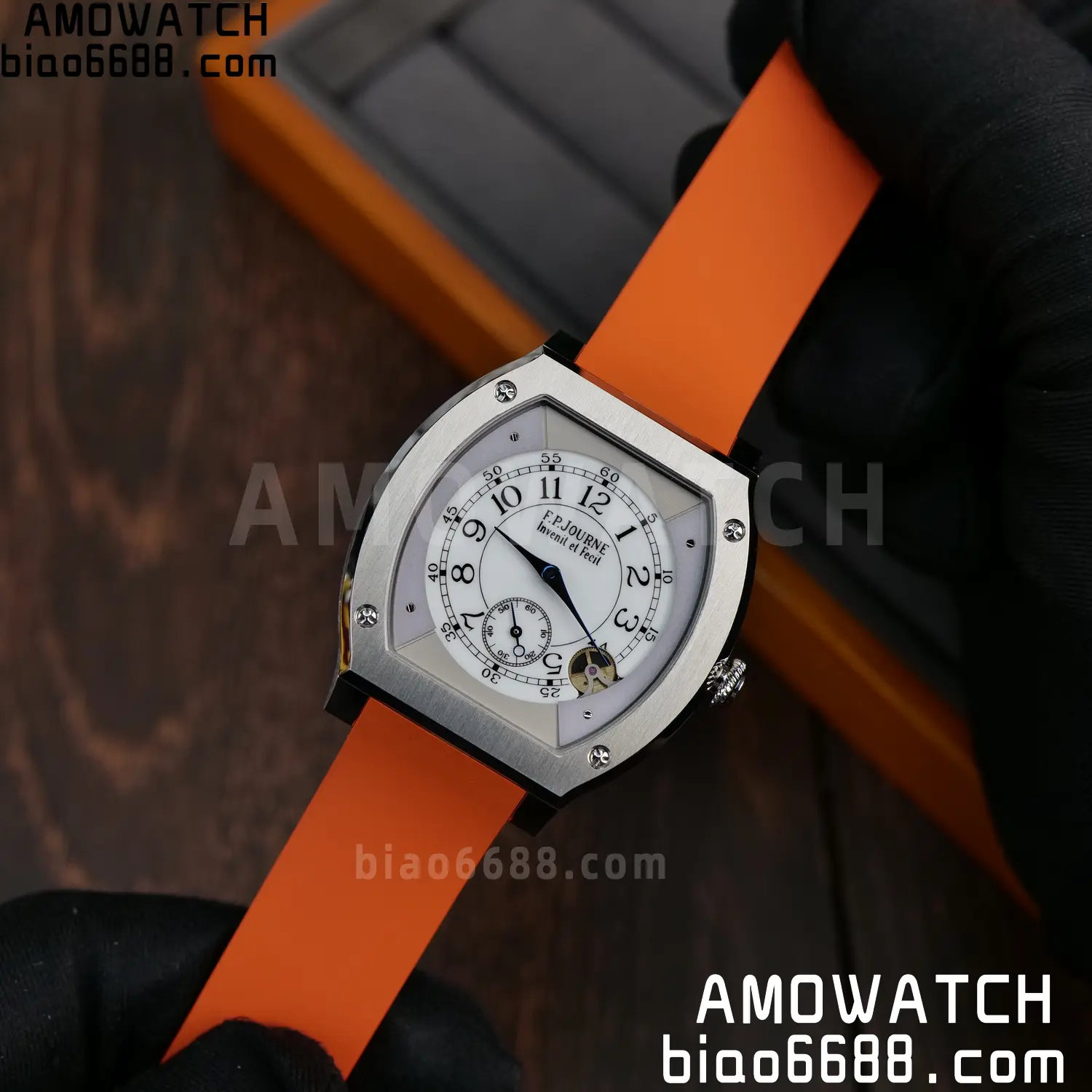 FPJ F.P.Journe Elegante FJ Factory Best Edition White Dial on Orange Rubber Strap Quartz V2 83 b18c8fd73813924 AMO Watch
