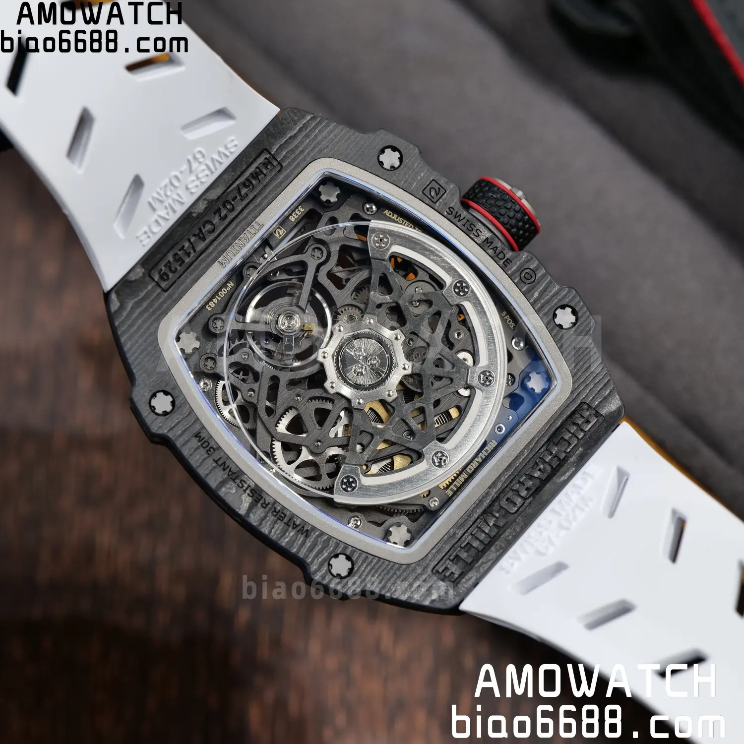 RICHARD MILLE 1:1 RM67-02 Black NTPT RICH Factory Pro 1:1 Italy Skeleton Dial White Rubber Strap CRMA7 Super Clone V2 97 b39e3219ae03727 AMO Watch