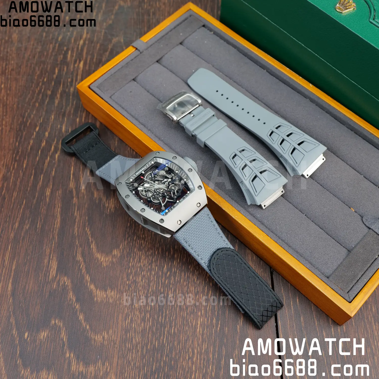RICHARD MILLE RM055 Gray Ceramic UMI 1:1 Best Edition on Nylon Strap RMUL2 Free Sprung 37 b53656317300c21 AMO Watch