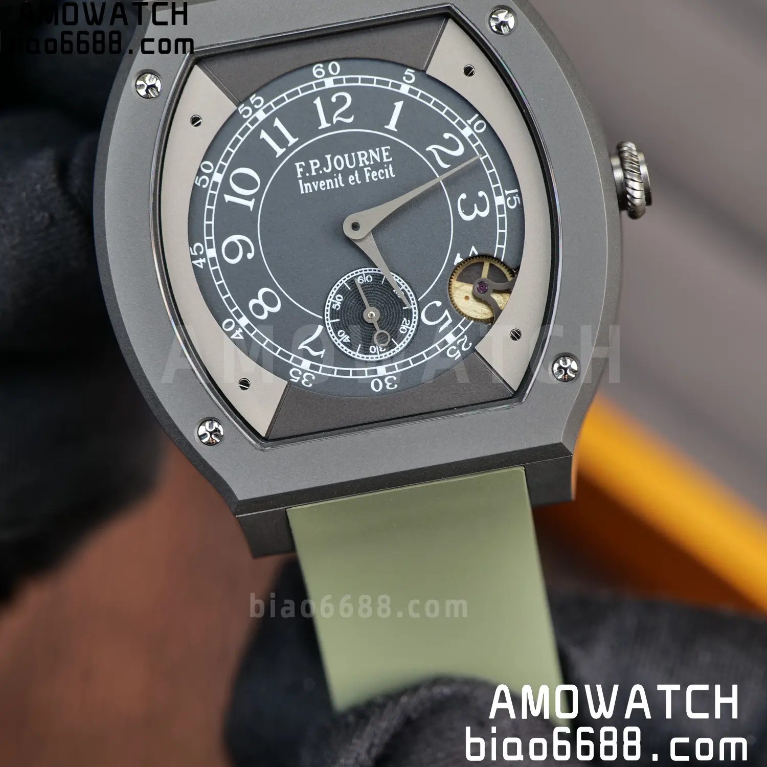 FPJ F.P.Journe Elegante PVD FJ Factory Best Edition Black Dial on Green Rubber Strap Quartz V2 97 b66f3cfe12213d3 AMO Watch