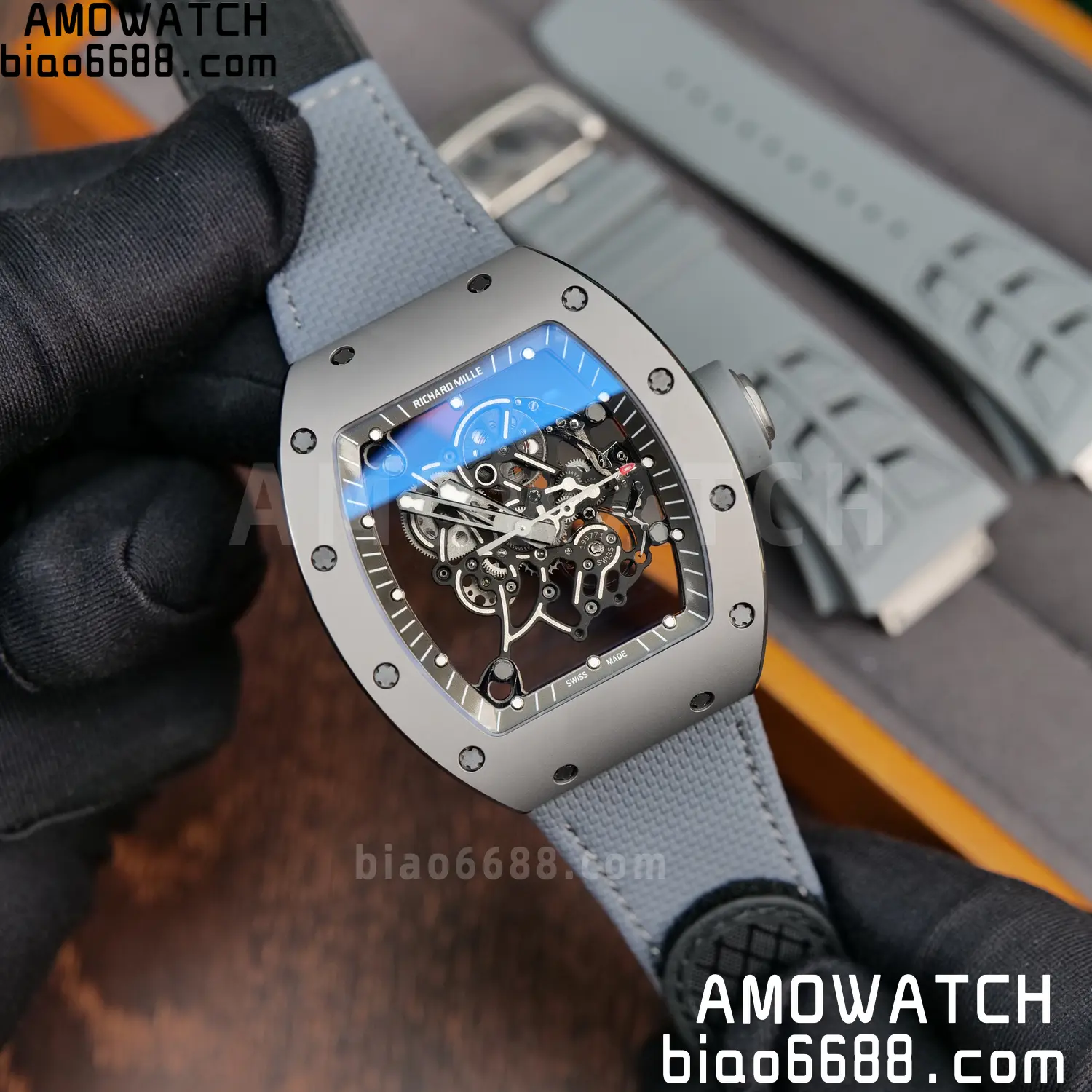 RICHARD MILLE RM055 Gray Ceramic UMI 1:1 Best Edition on Nylon Strap RMUL2 Free Sprung 40 b97c62e8b24ae96 AMO Watch