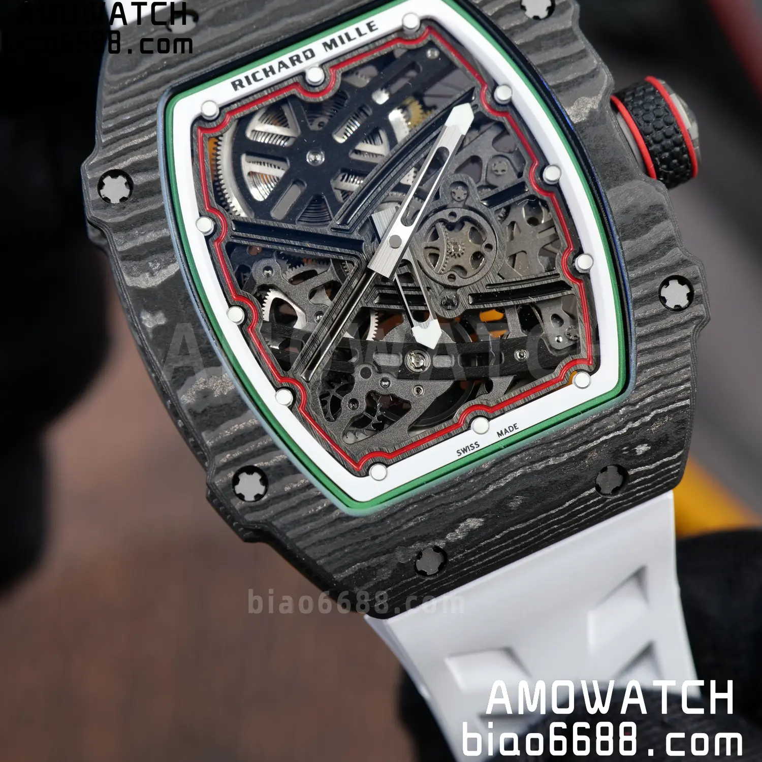 RICHARD MILLE 1:1 RM67-02 Black NTPT RICH Factory Pro 1:1 Italy Skeleton Dial White Rubber Strap CRMA7 Super Clone V2 92 ba1efb88d95fe06 AMO Watch